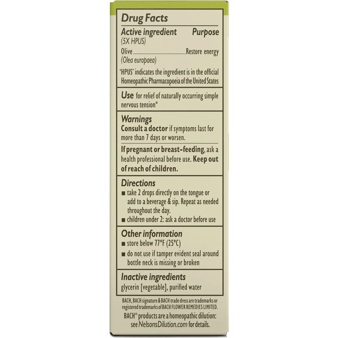 Bach Original Flower Remedies, Olive for Energy (Non-Alcohol Formula), Natural Homeopathic Flower Bach uk supplements