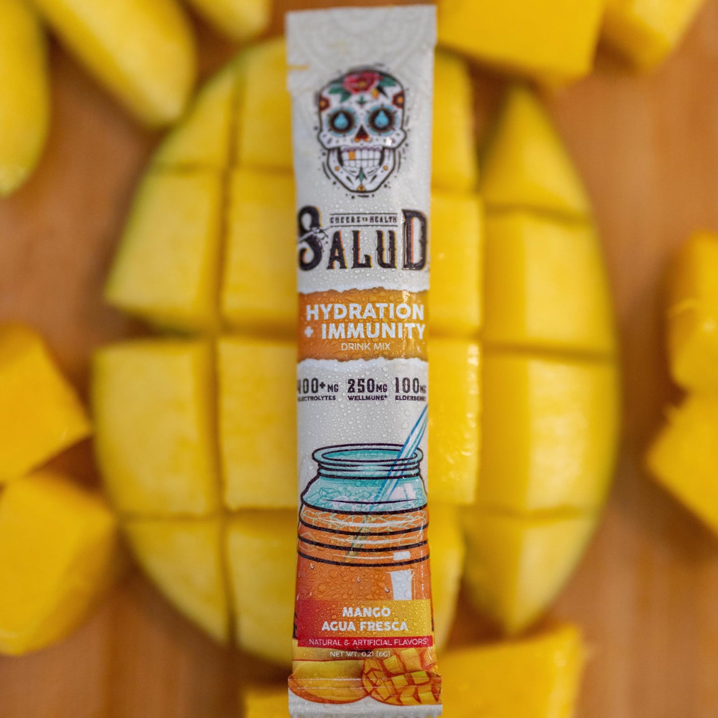 Salud 2-in-1 Hydration Packets + Immunity Electrolytes Powder, Mango - Agua Fresca Drink Mix, Elderberry, Dairy & Soy Free, Non-GMO, Gluten Free, Taste SaludUS supplements