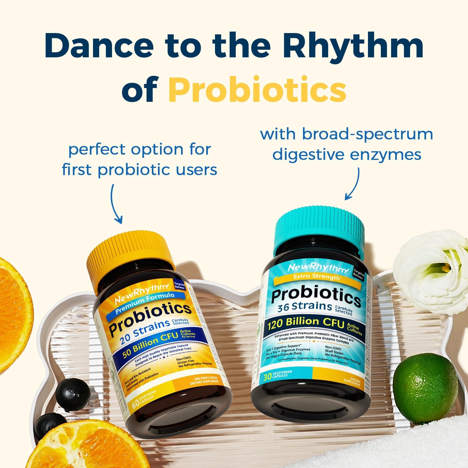 NewRhythm Probiotics 50 Billion CFU 20 Strains, 60 Veggie Capsules, Targeted Release Technology, Stomach Acid Resistant, No Need for Refrigeration, Non-GMO, Gluten Free NewRhythm Au supplements