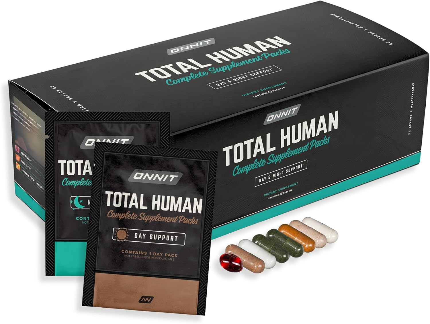 ONNIT Total Human Adult Multivitamin Comprehensive Capsule Packs with Day and Night Support, Daily Vitamin Packs for Men and Women, Dietary Supplement Capsules, 30-Day Supply, 60 Packs ONNIT Au supplements