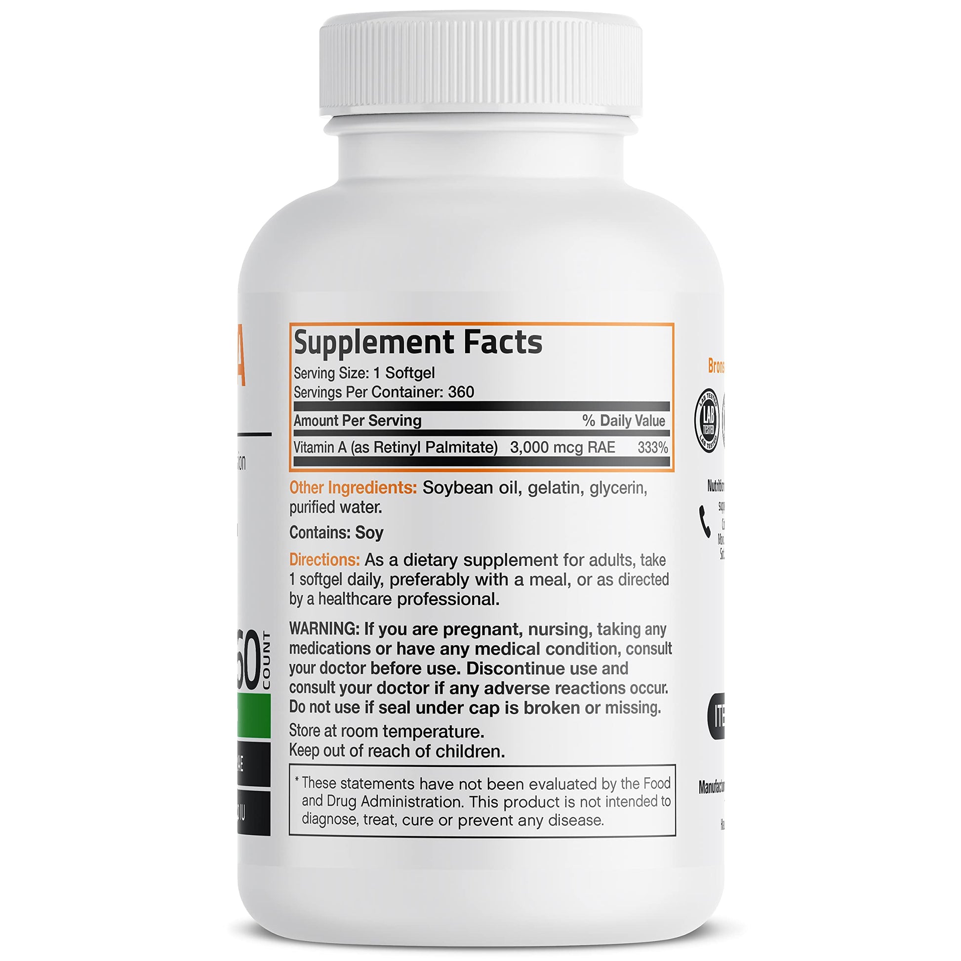 Bronson Vitamin A 10,000 IU Premium Non-GMO Formula Supports Healthy Vision Bronson Au supplements