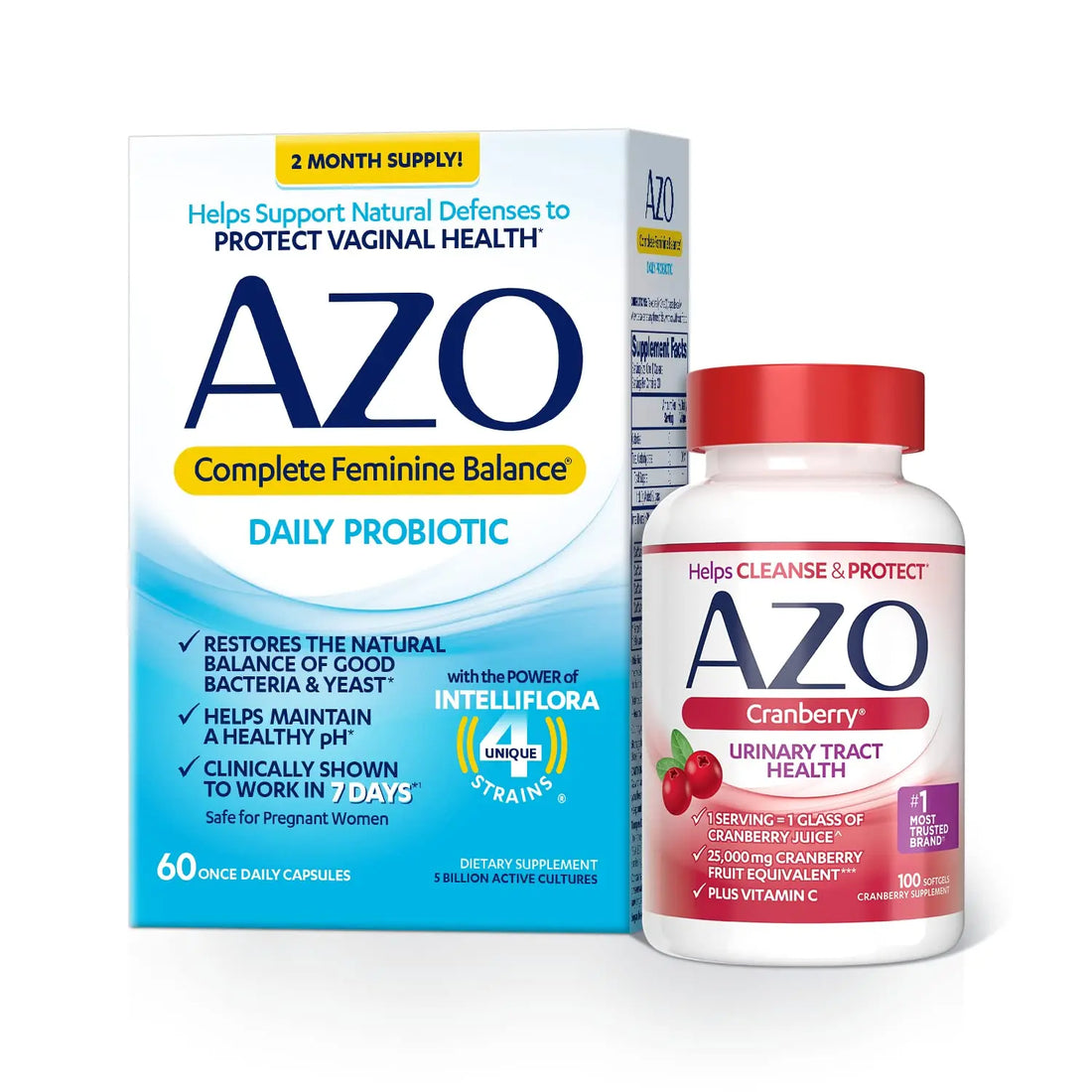 AZO Complete Feminine Balance Daily Probiotics for Women (60 Count) + Cranberry Softgels AZO uk supplements