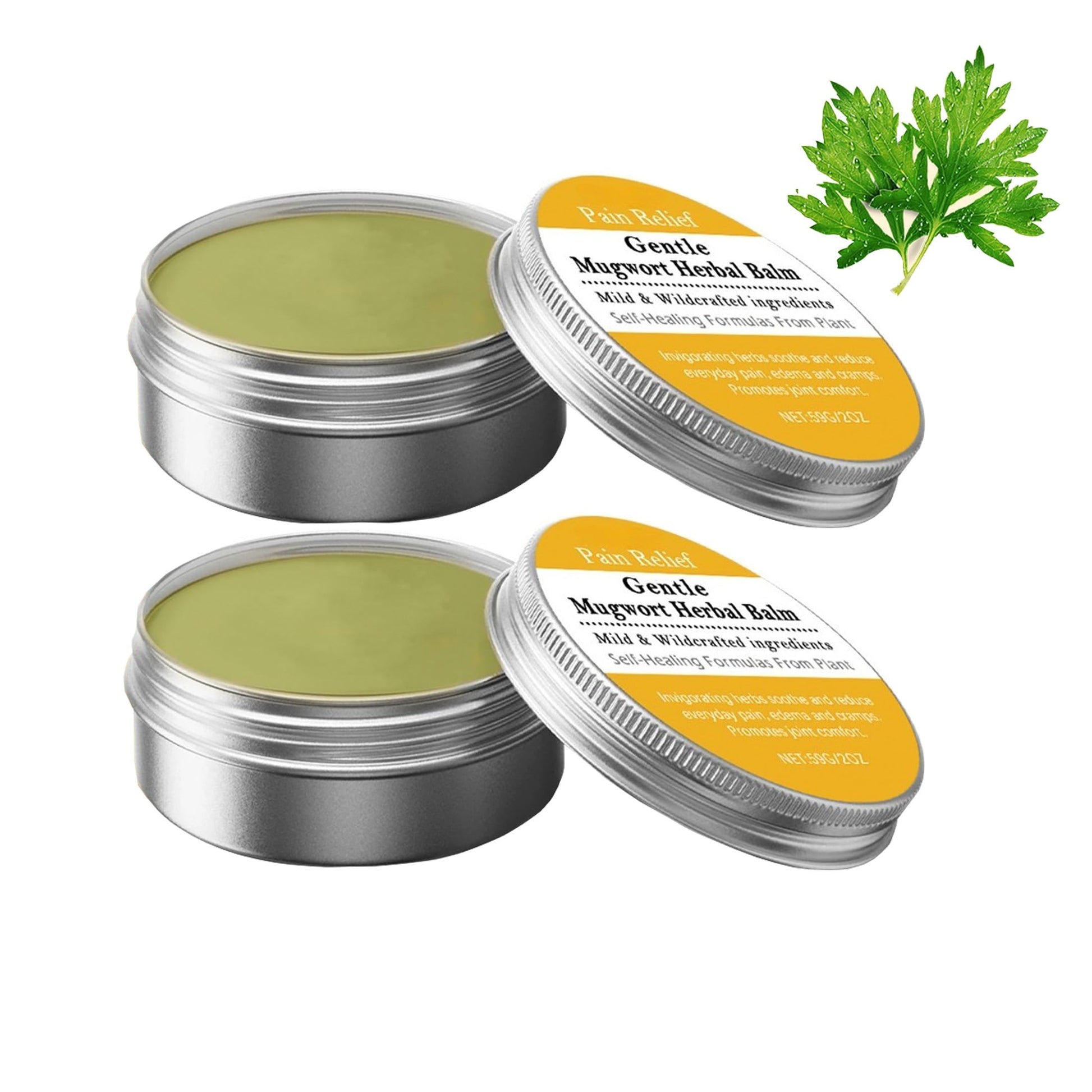 Natural Mugwort Herbal Balm with Tea Tree Oil & Mint, Cooling Muscle & Joint Relief Cream, Fast-Absorbing Massage Balm for Post-Workout Recovery, 2-Pack Generic Au supplements