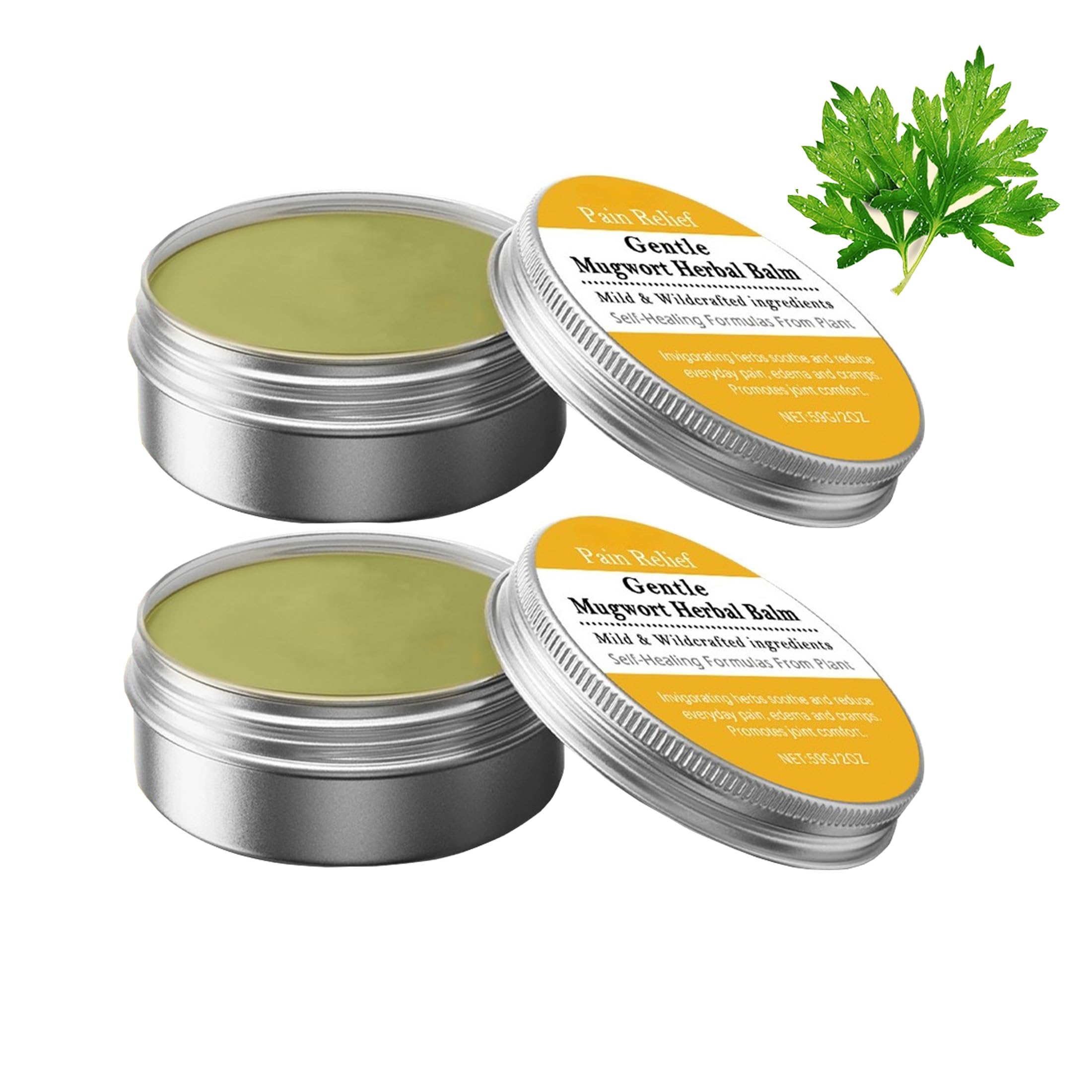 Natural Mugwort Herbal Balm with Tea Tree Oil & Mint, Cooling Muscle & Joint Relief Cream, Fast-Absorbing Massage Balm for Post-Workout Recovery, 2-Pack Generic Au supplements