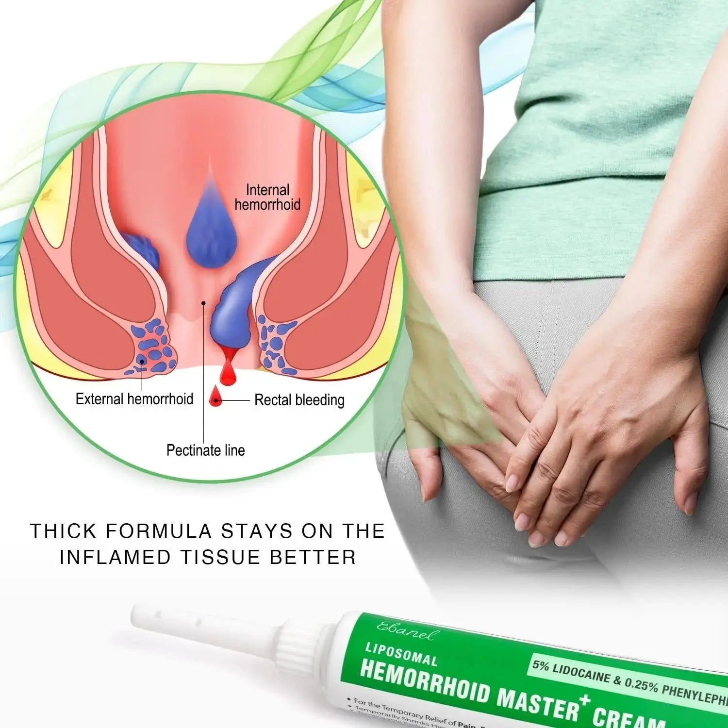 Ebanel 5% Lidocaine Hemorrhoid Treatment Cream with Witch Hazel, Phenylephrine, Horse Chestnut, Vitamin B6, Zinc Oxide, External and Internal Hemorrhoids Treatment Burn Itch Pain Relief Anal Cream EbanelAu supplements