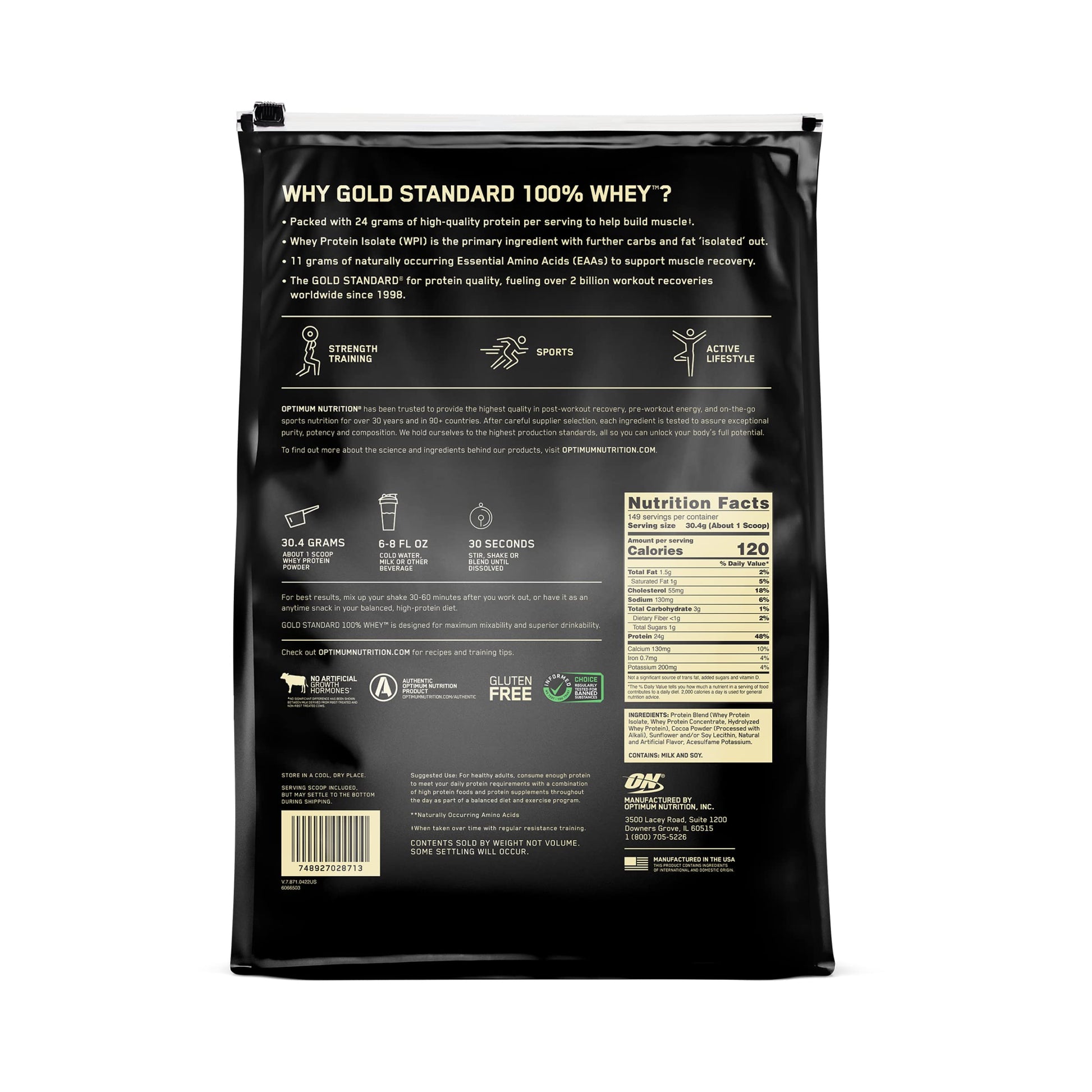 Optimum Nutrition Gold Standard 100% Whey Protein Powder, Double Rich Chocolate Optimum Nutrition Au supplements