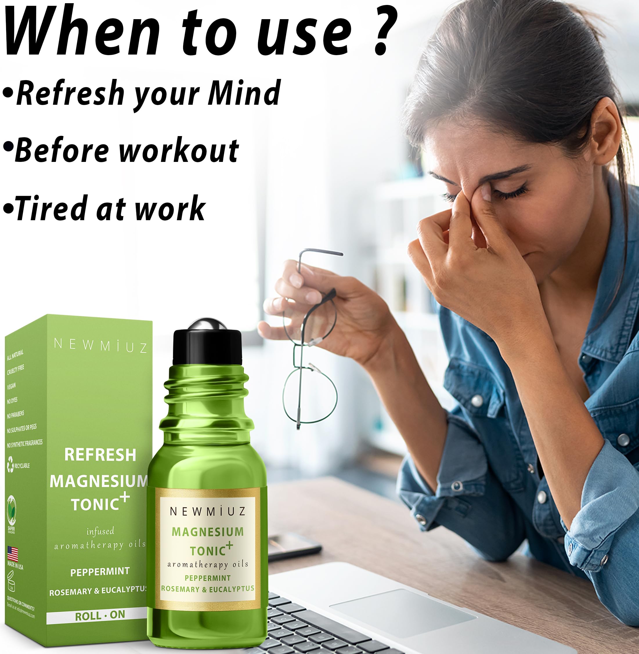 Headache Roll On Stick Peppermint Rosemary and Eucalyptus & Cleansing and Protect Juniper Berry White Sage with Nerolina Pack of 2 New Miuz Au supplements