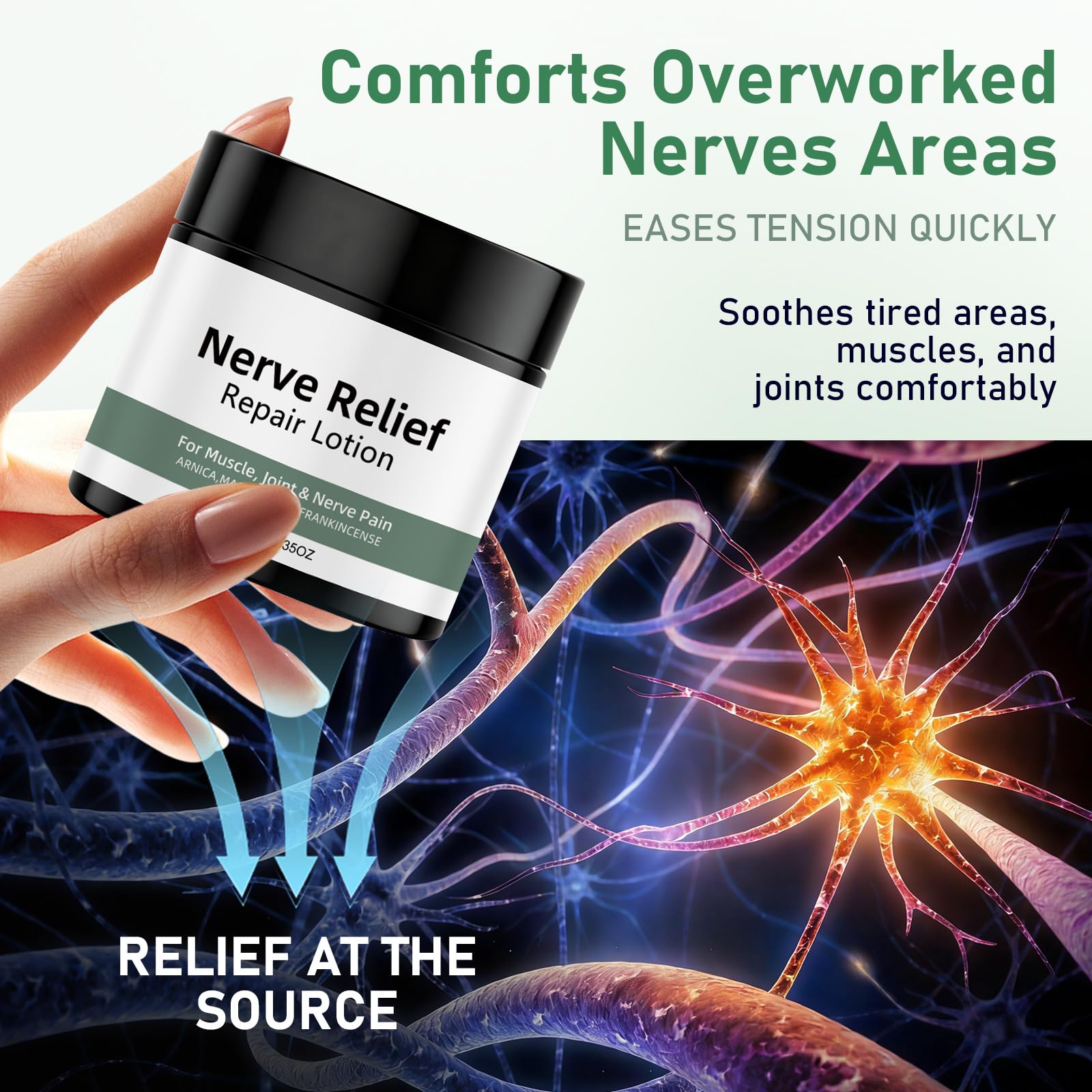 Vincofoo 2PC Nerve Relief Repair Lotion Cream, Neuropathy Lotion with Arnica, Deeply Moisturizes Skin, Keep Soft Smooth, Suitable for Muscle, Lumbar, Neck, Hands and Feet Vincofoo Au supplements