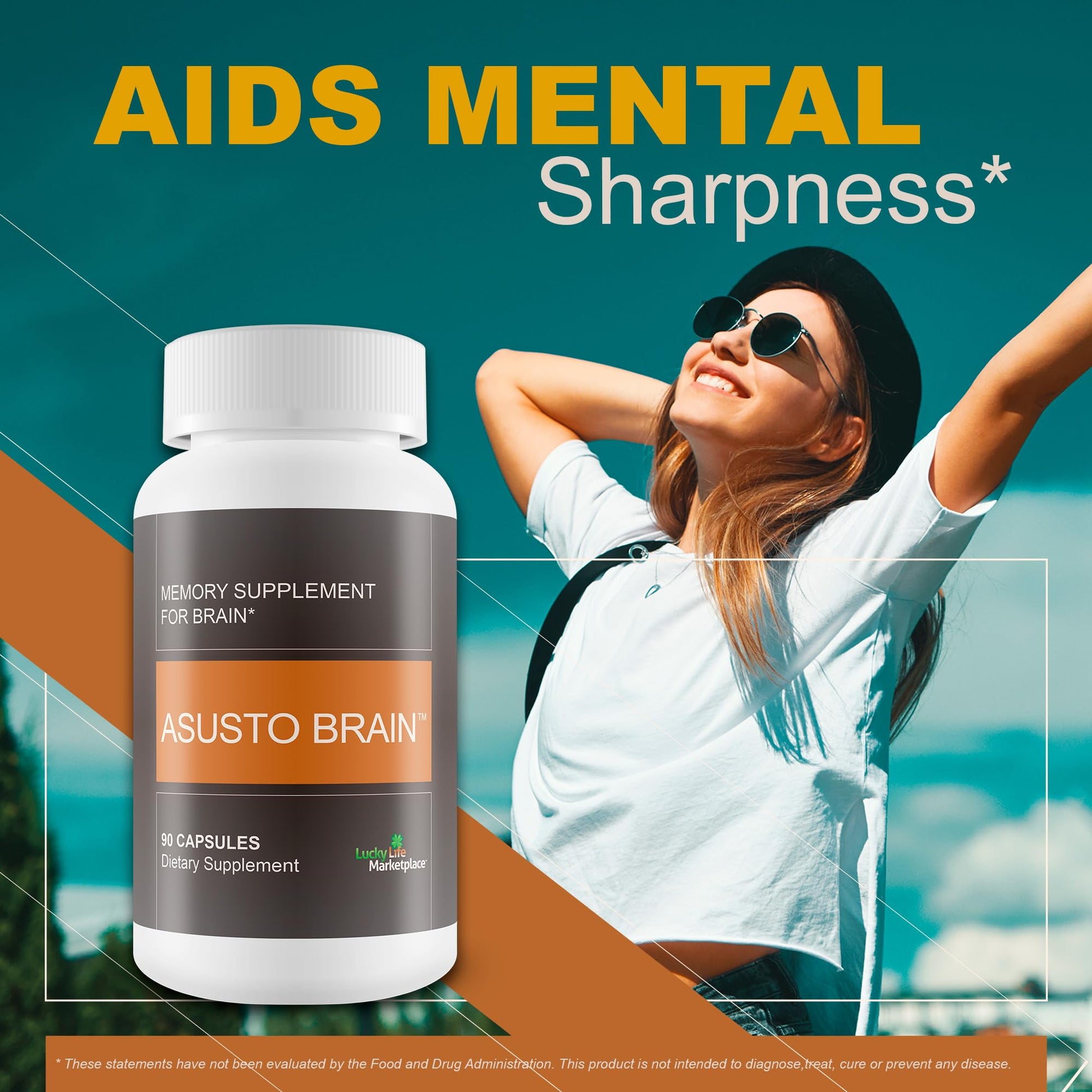 Asusto Memory Supplement for Brain - Improved Capsule Formula - Natural Brain, Memory, & Focus Support - Brain Support - Brain Supplement - Nootropic - Natural Asusto Sandalwood Improved Formula Generic Au supplements