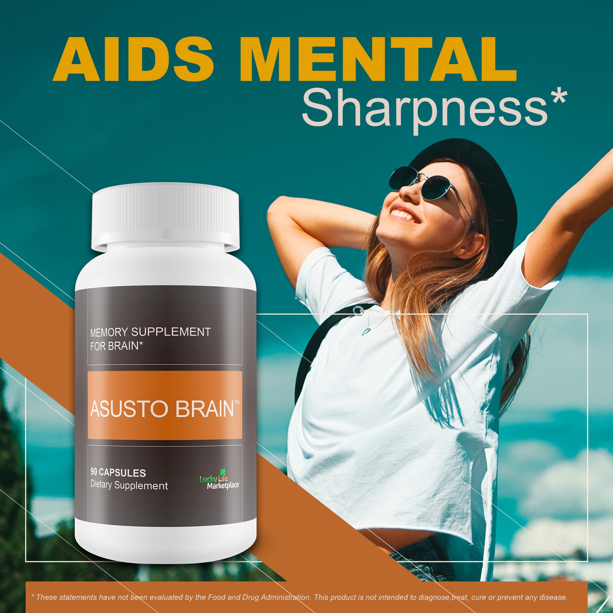 Asusto Memory Supplement for Brain - Improved Capsule Formula - Natural Brain, Memory, & Focus Support - Brain Support - Brain Supplement - Nootropic - Natural Asusto Sandalwood Improved Formula Generic Au supplements
