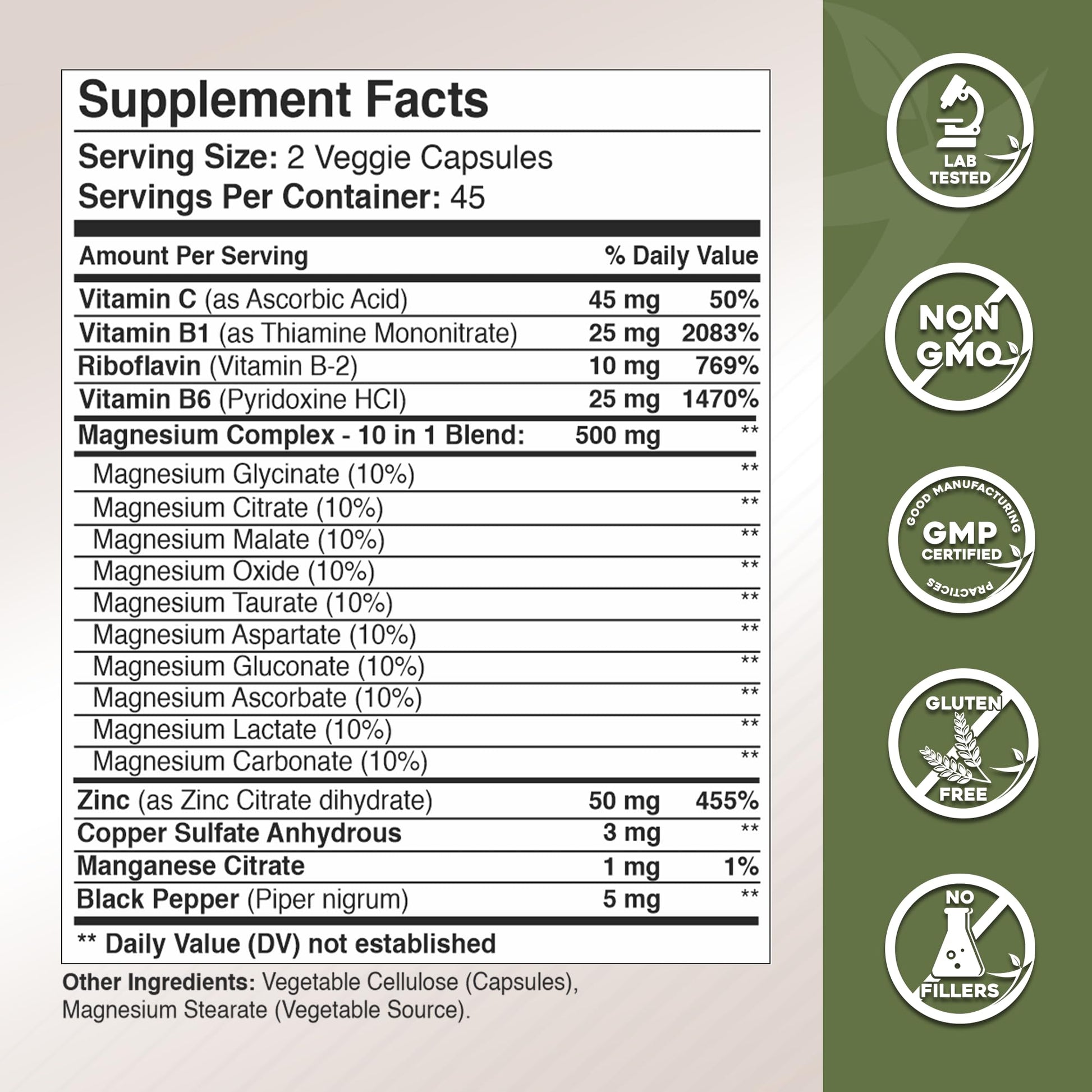 Gade Nutrition Magnesium Complex 10 in 1 - Glycinate, Citrate, Malate, Oxide, Taurate, Aspartate, Gluconate Ascorbate Lactate Carbonate Zinc Copper Manganese & Vitamins 90 Count GADE NUTRITION BOOST YOUR HEALTH Au supplements