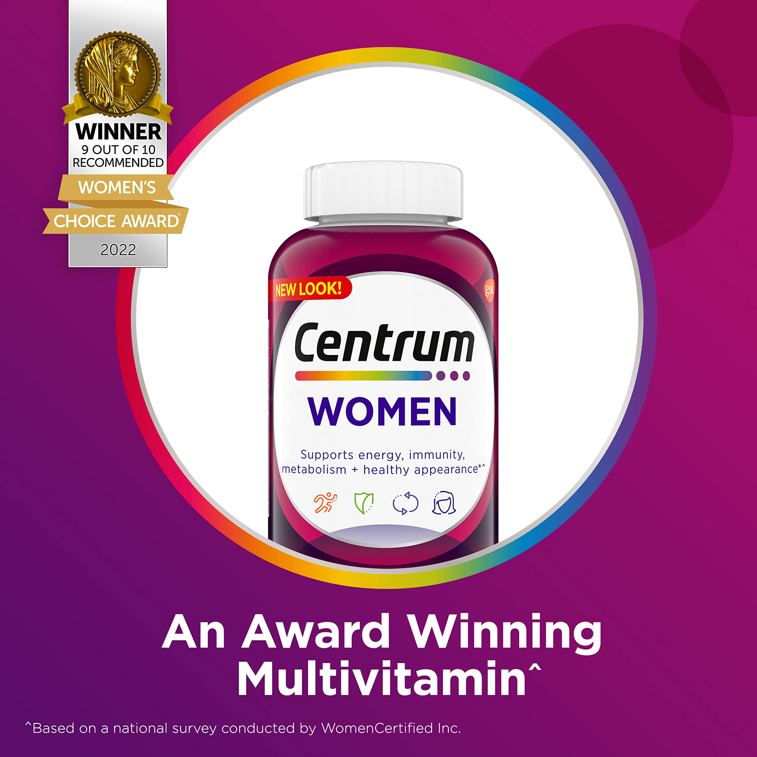 Centrum Multivitamin Tablet for Women, Multivitamin/Multimineral Supplement with Iron, Vitamin D3, B Vitamins and Antioxidant Vitamins C and E Centrum Au supplements