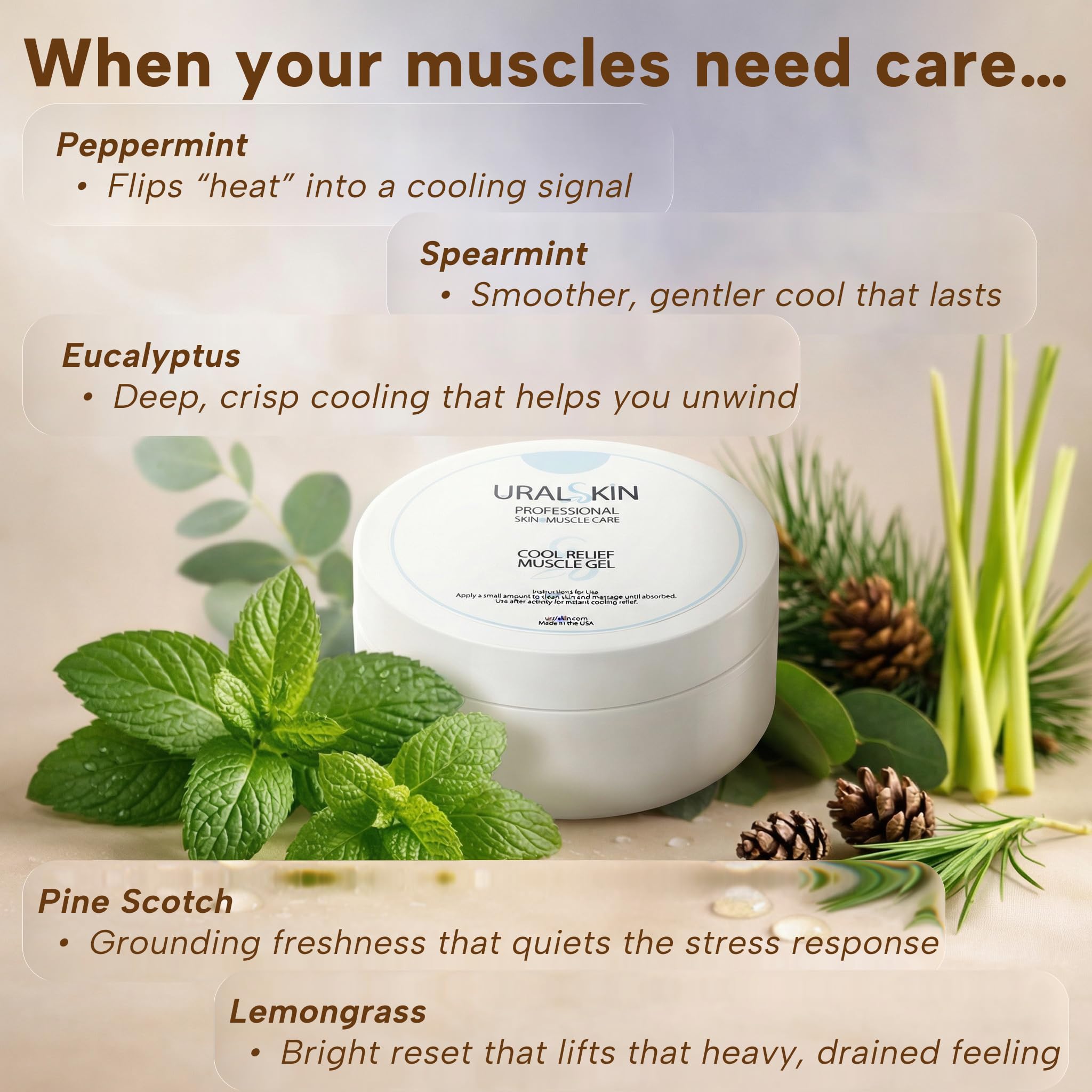 URALSKIN Cooling Muscle Gel – Fast-Drying, Non-Greasy Gel for Body, 4 oz (113 g) UralSkin Au supplements