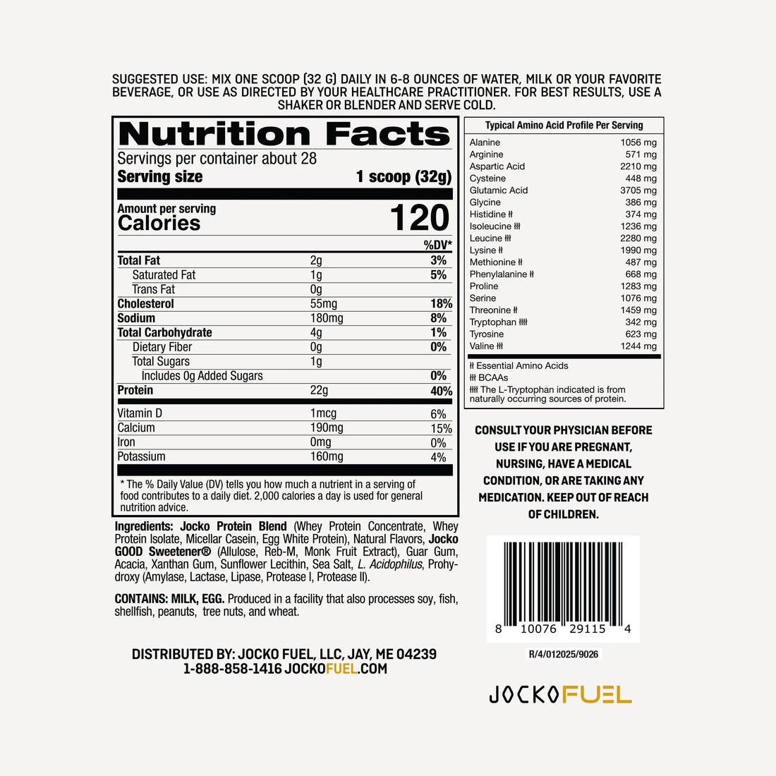 Jocko Fuel Whey Protein Powder, Vanilla Milkshake, 22g Protein, Digestive Enzymes + Probiotic Blend, No Sugar Added, with Essential Amino Acids + Electrolyte Minerals, 28 Servings Jocko Fuel uk supplements