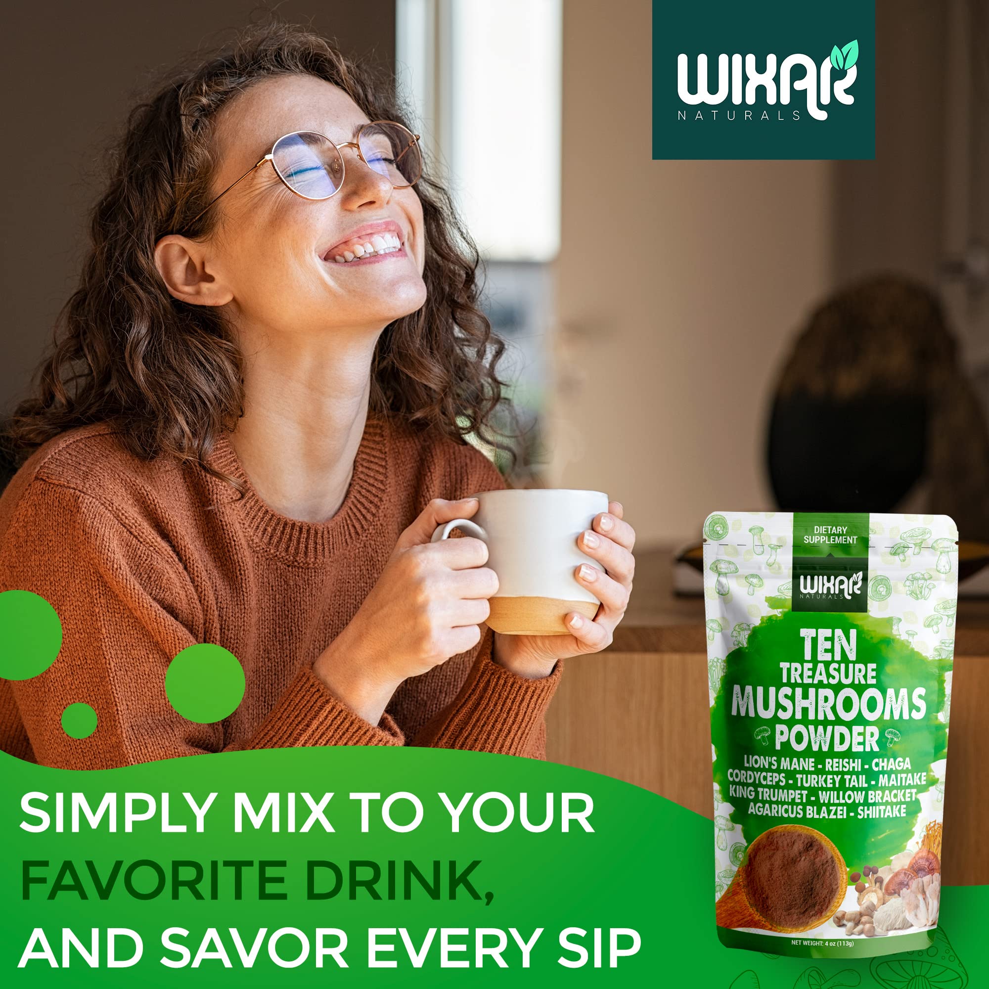 Wixar Mushroom Powder - Ten Treasure Mushrooms Extract Supplement Blend for Coffee WIXAR NATURALS Au supplements