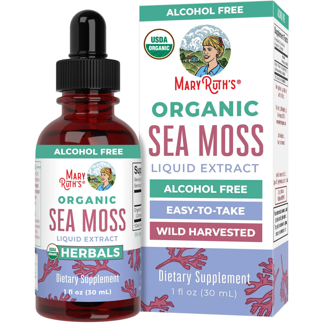 MaryRuth Organics Irish Sea Moss Liquid Drops | Chondrus Crispus | Wild Harvested | Organic Irish Moss Formulated for Adults & Kids Ages 14+ | Unflavored | Sugar Free | Vegan | Non-GMO | 1 Fl Oz MARYRUTH'S Au supplements