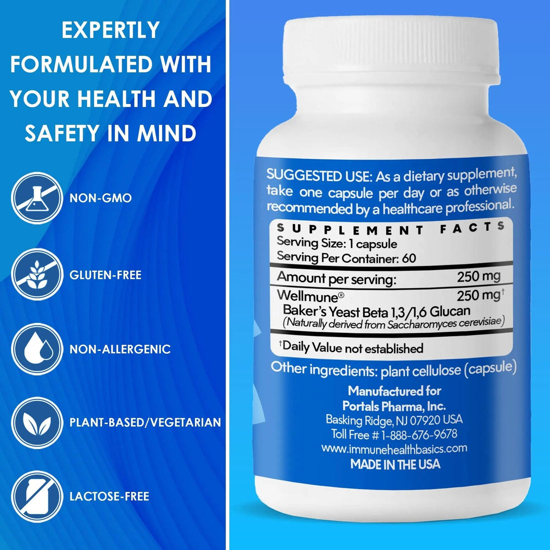 Immune Health Basics Ultra Strength Immunity - Clinically Proven Immune Support - Wellmune Highly Purified Beta Glucan - Gluten-Free, Non-allergenic Immune Health Basics uk supplements