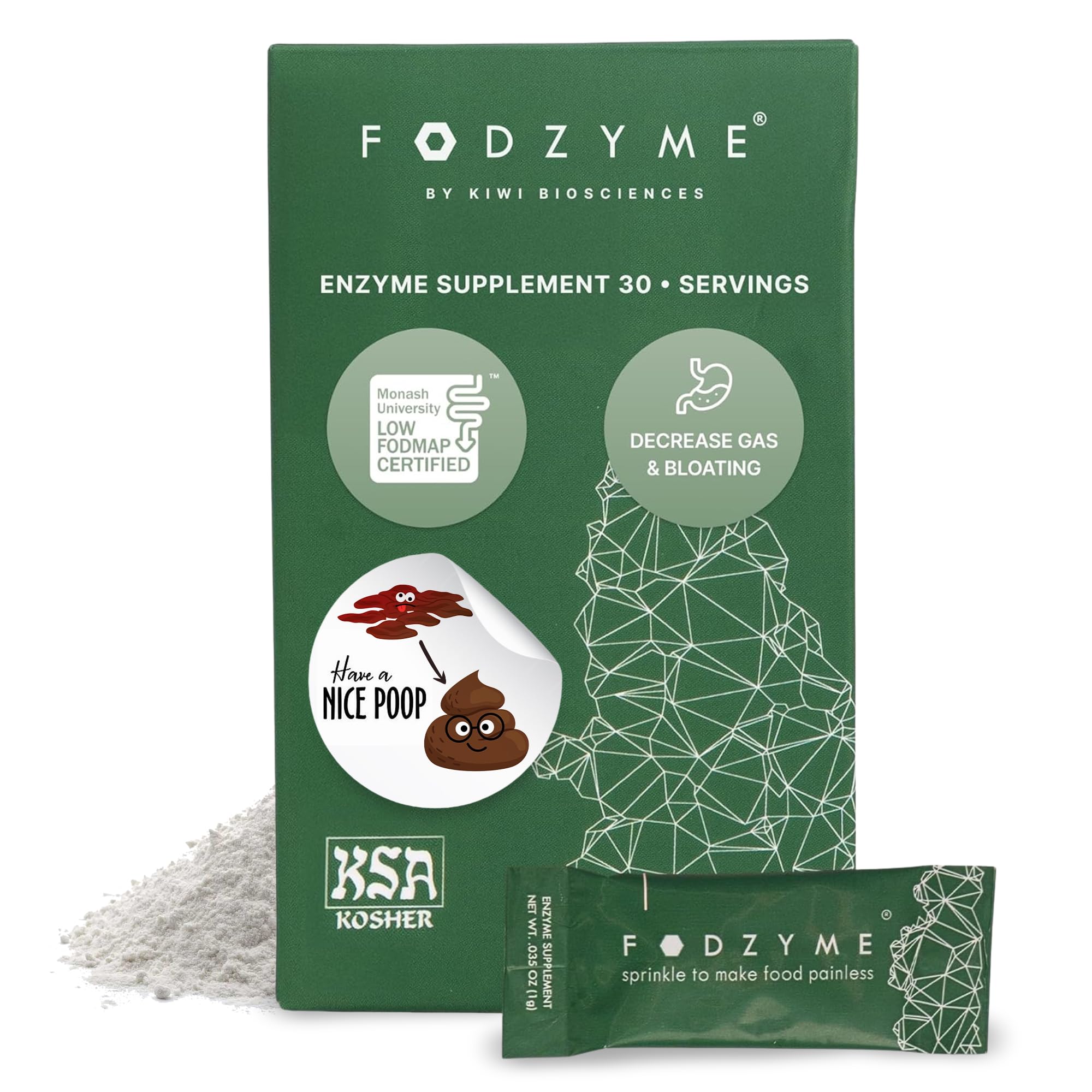 FODZYME® On-The-Go Digestive Enzymes for Gut Health, Relief for Bloating, Gas, Constipation, Diarrhea, Abdominal Pain, Low FODMAP, 30 Dose FODZYME Au supplements