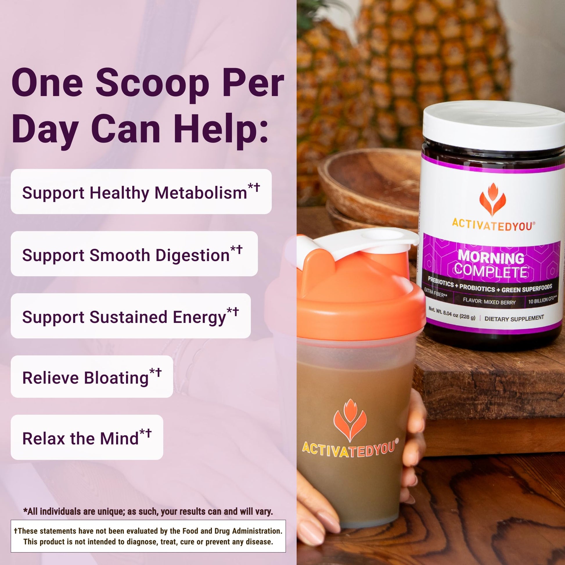 ACTIVATEDYOU Morning Complete Super Greens Powder Drink Mix - Gut Health Boost with Prebiotics, Probiotics, & Antioxidants - 10 Billion CFUs, Mixed Berry Flavor - Greens Superfood Powder - 3 Pack ACTIVATEDYOU Au supplements