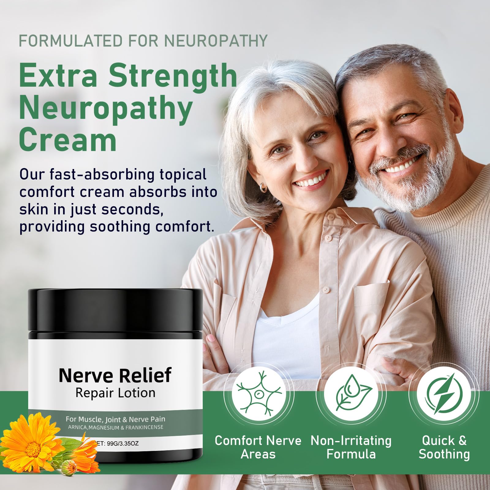 Vincofoo 2PC Nerve Relief Repair Lotion Cream, Neuropathy Lotion with Arnica, Deeply Moisturizes Skin, Keep Soft Smooth, Suitable for Muscle, Lumbar, Neck, Hands and Feet Vincofoo Au supplements