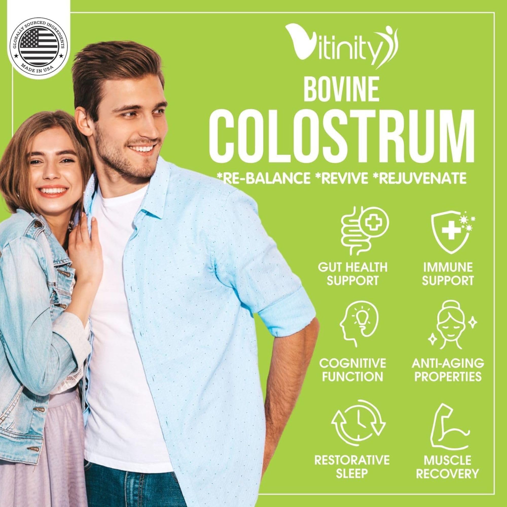 VITINITY Grass Fed Bovine Colostrum Powder for Humans 3000 mg - Natural IgG Colostrum Supplement Gut Health, Immune Support, Muscle Recovery, Wellness | Pure Colostrum Superfood,Unflavored 2 Pack VITINITY Au supplements