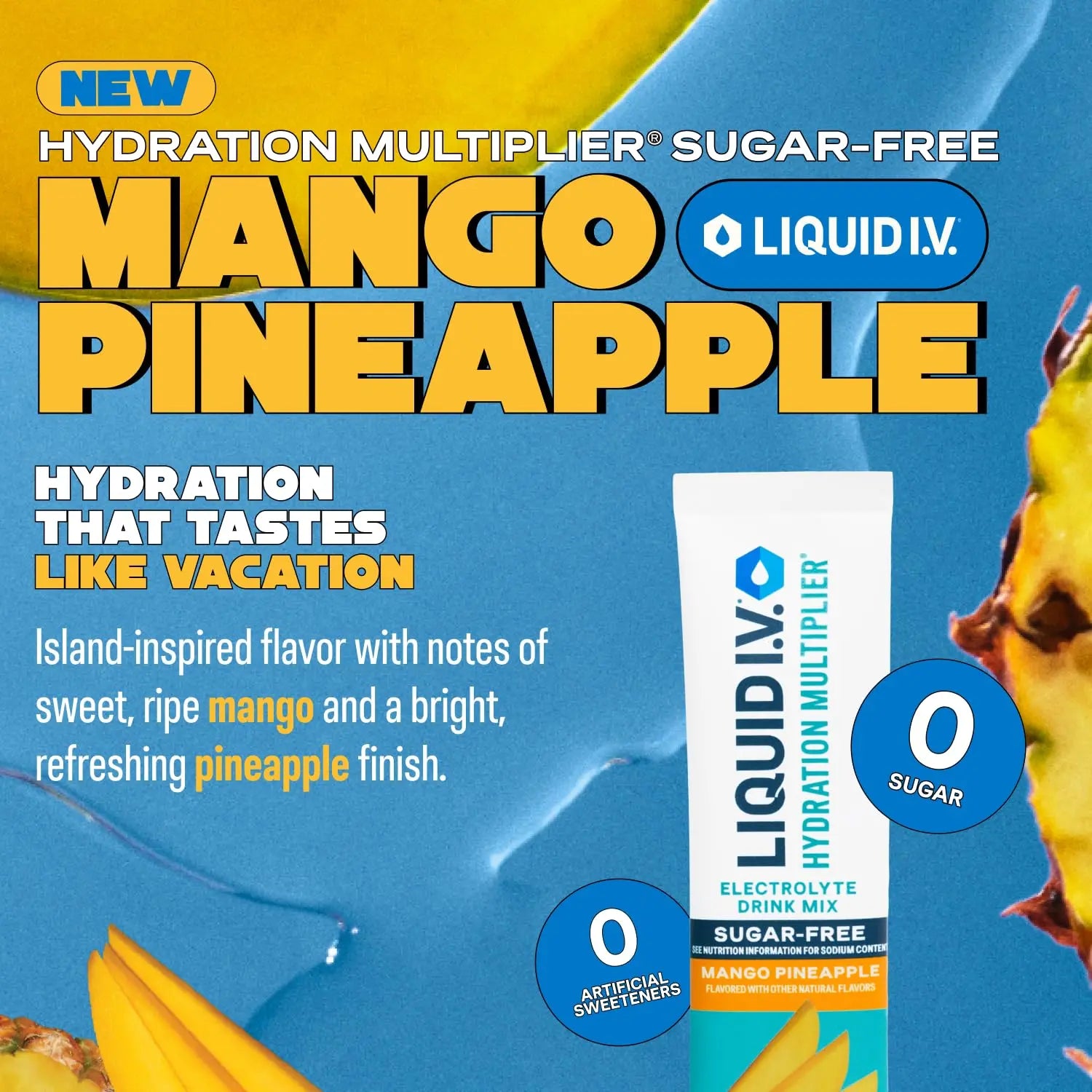 Liquid I.V.® Hydration Multiplier Sugar-Free - Mango Pineapple | Electrolyte Powder Drink Mix | 1 Pack (14 Servings) Liquid I.V. Au supplements