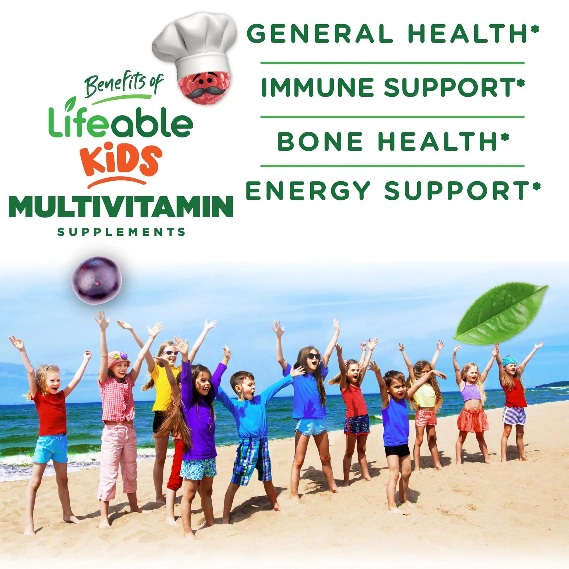 Lifeable Kids Multivitamin with Iron Gummies | Great Tasting Vitamins for Kids | Vegetarian Non-GMO Childrens Multivitamin | 90 Gummies Lifeable Au supplements