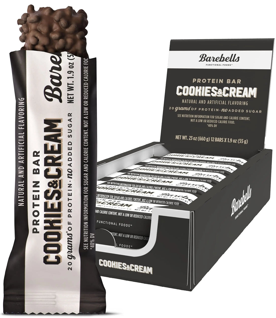 Barebells Protein Bars Cookies & Cream - 12 Count, 1.9oz Bars - Protein Snacks with 20g BAREBELLS uk supplements