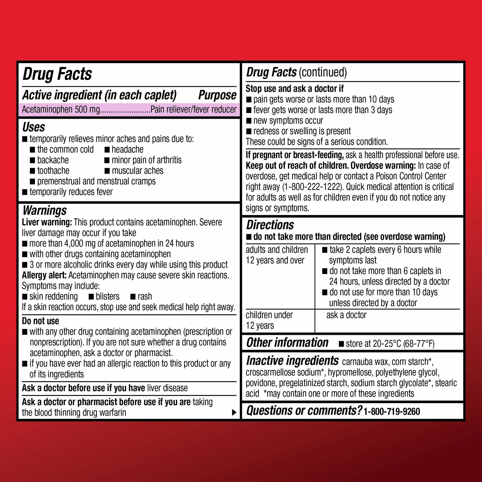 Amazon Basic Care Extra Strength Acetaminophen Caplets 500 mg, Pain Reliever and Fever Reducer, Gentle on Stomach, For Arthritis Pain, Backache Pain and More, 50 Packets of 2 Capsules Each, 100 Count Amazon Basic Care Au supplements
