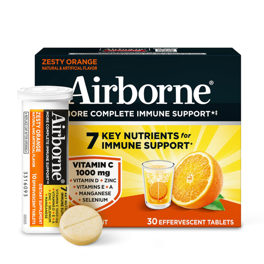 Airborne 1000mg Vitamin C with Vitamin D & Zinc, Sugar Free Multivitamin Immune Support Supplement, Antioxidants Vitamins A C & Vitamin E AirborneUS supplements