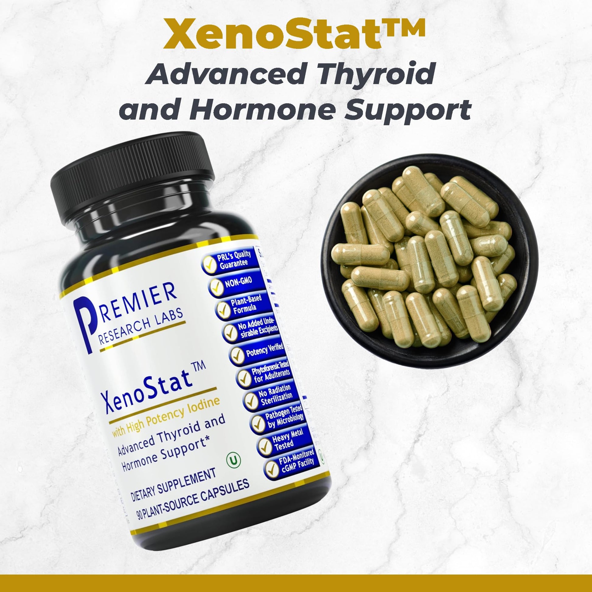 Premier Research Labs XenoStat - Thyroid Supplement, Thyroid Support for Women & Men, Iodine Supplement, Hormone Support, Thyroid Support Complex Supplement - 90 Capsules Premier Research Labs Au supplements