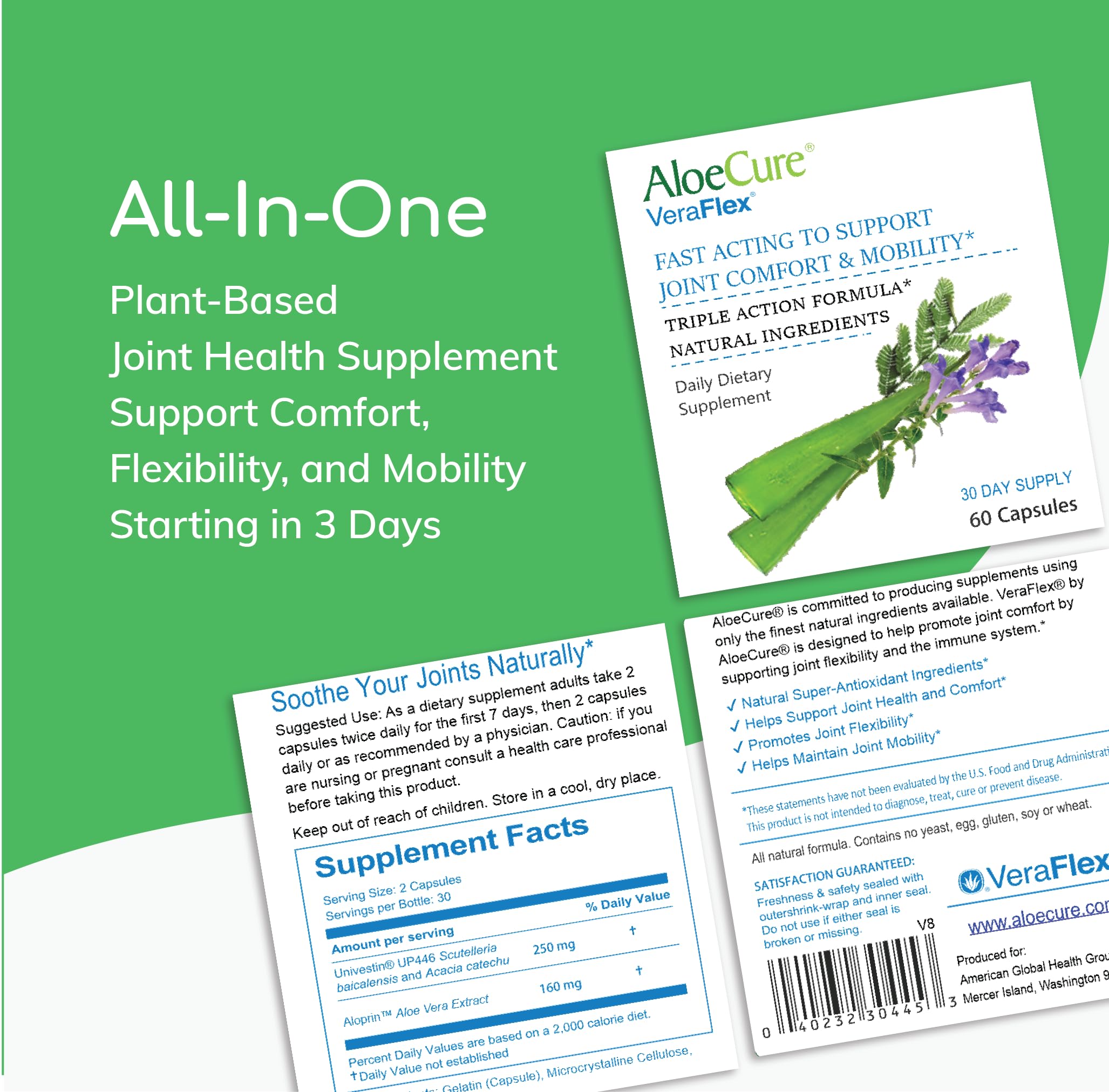 AloeCure VeraFlex Natural Joint Support Supplement with USDA Organic Aloe Vera AloeCure Au supplements