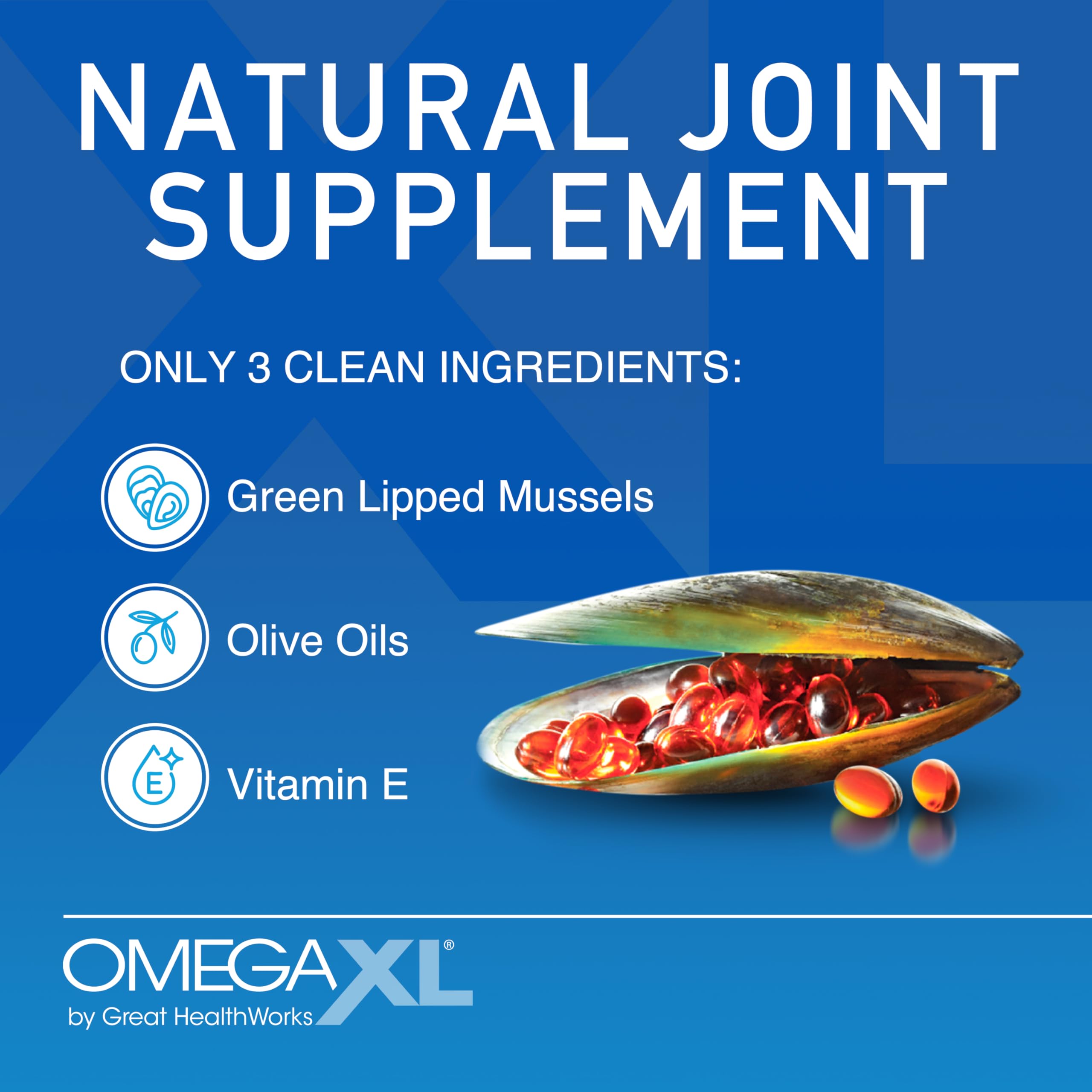 OmegaXL Joint Support Supplement - Natural Muscle Support, Green Lipped Mussel Oil, Soft Gel Pills, Drug-Free, 120 Count OmegaXL Au supplements