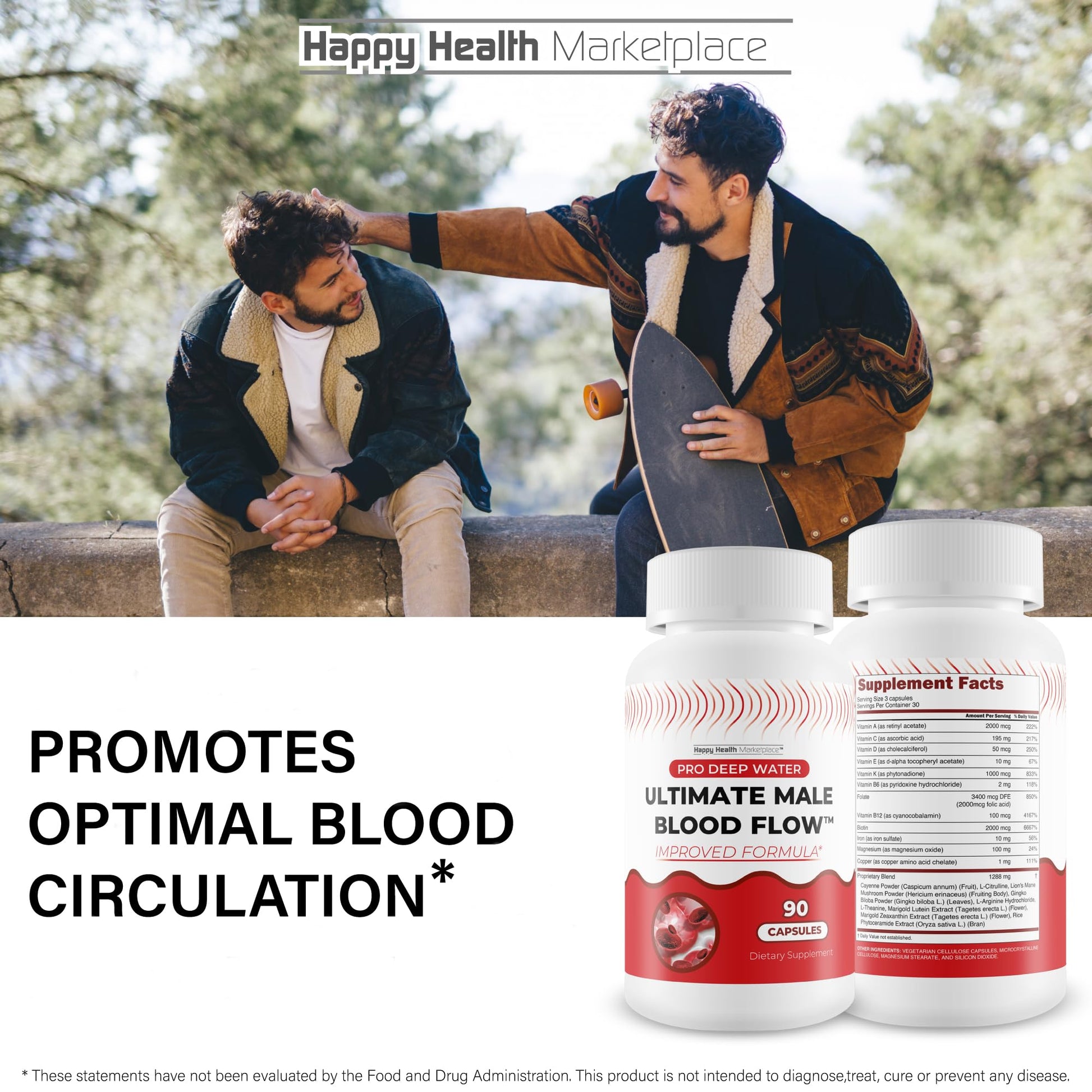 Pro Deep Water Ultimate Male Blood Flow - Improved Formula - Our Best Improved Blood Flow Supplement for Men - Advanced Blood Flow Support for Men - Our Best Circulation Supplement Alpha Boost Pills Happy Health Marketplace Au supplements