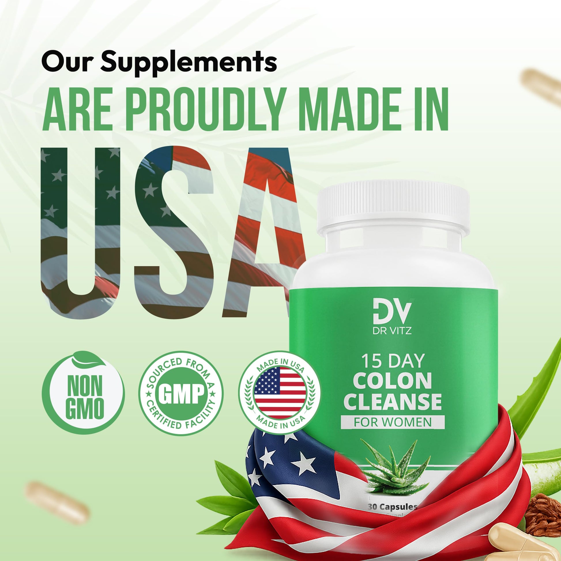 Dr Vitz 15 Day Colon Cleanse for Women – Natural Detox Pills with Herbs, Fiber & Probiotics – Bloating & Constipation Relief, Weight Loss & Gut Health Reset – 30 Capsules Dr Vitz Au supplements