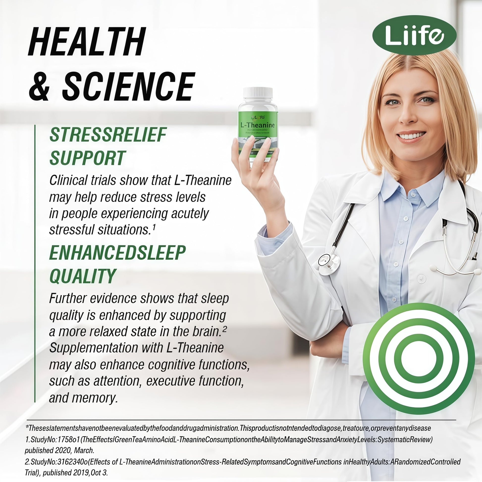 LIIFE L-Theanine (Suntheanine®) with GABA– 60 Veggie Capsules Support with Magnesium & Black Pepper for a Healthy Stress Response, Relaxation, and Focus Increases Brain Alpha-Wave Production* LIIFE Au supplements