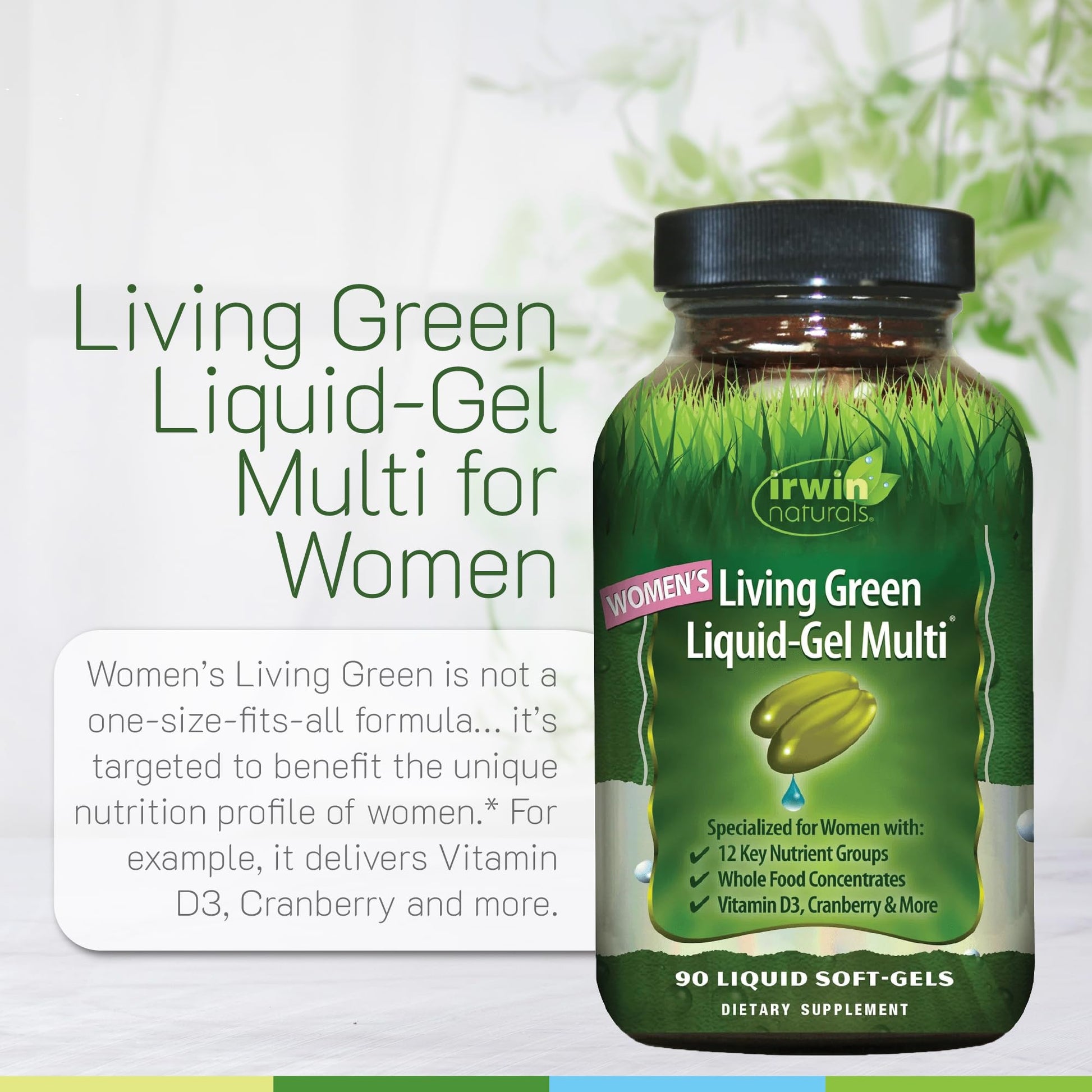 Irwin Naturals Women’s Living Green Liquid-Gel Multi - Whole Food Multivitamin for Women with 70 Nutrients, Omega Oils & Greens Blend - Liquid Soft-Gels with BioPerine® for Absorption - 120 Count Irwin Naturals Au supplements
