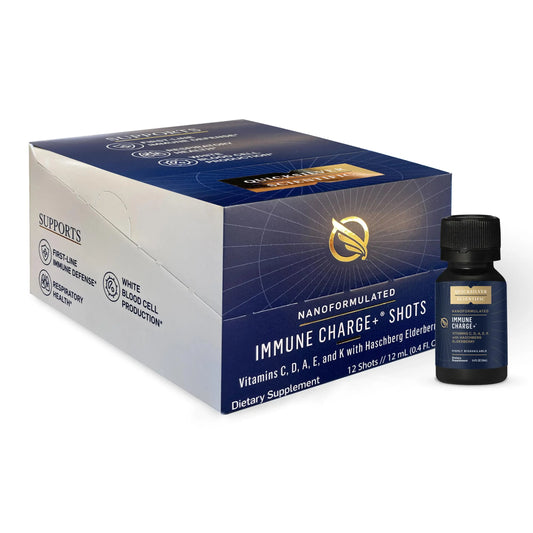 Quicksilver Scientific Immune Charge+ - Portable Wellness with Elderberry, Vitamin C, E, K1, K2, 10,000 IU Vitamin D for Optimal Immune System Support (12 Single Serving Shots) Quicksilver ScientificAU supplements