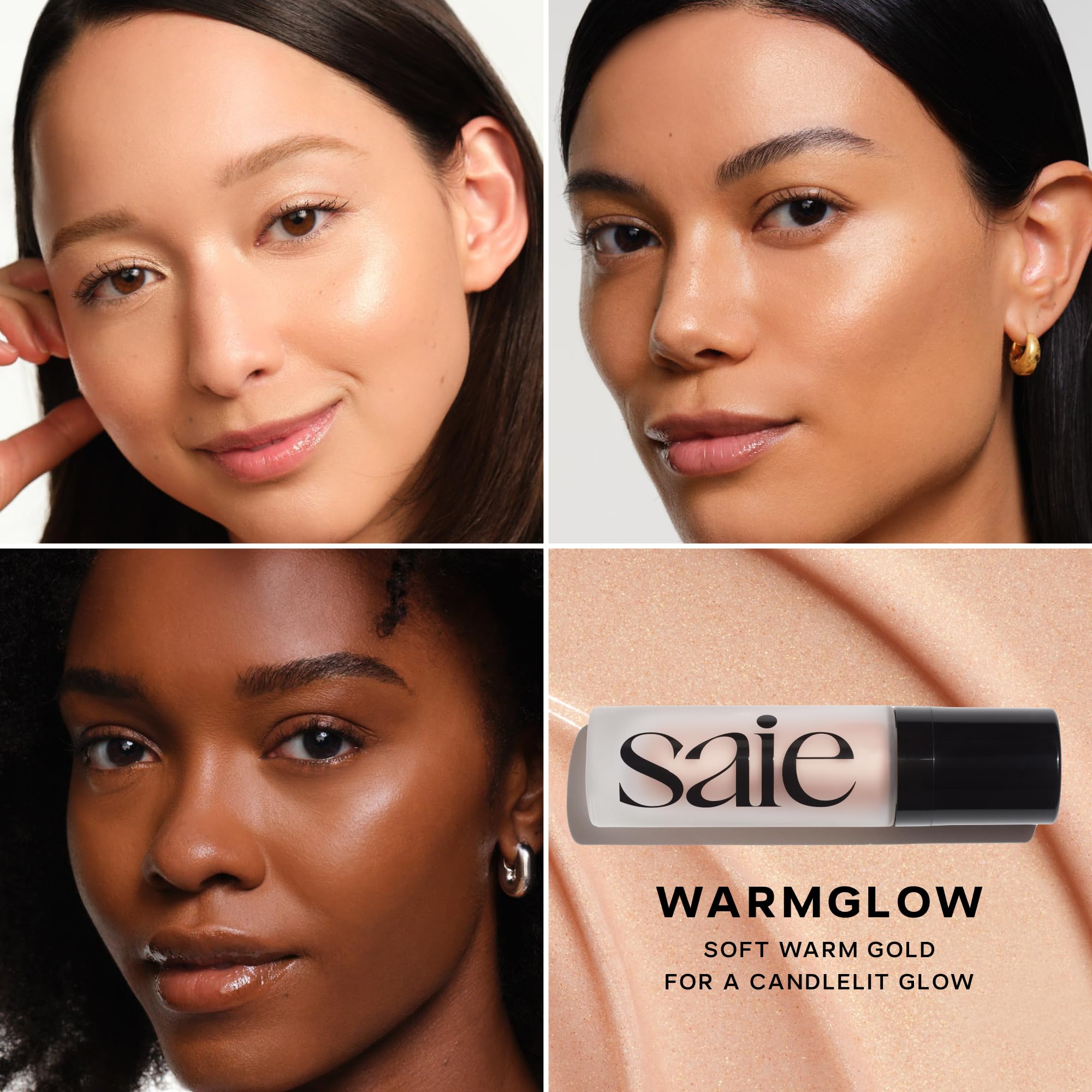 Saie Glowy Super Gel Warmglow Duo - Lightweight Illuminator & Makeup Primer for Glowing Skin - Soft Warm Gold (1 oz & 0.5 oz) Saie Au supplements