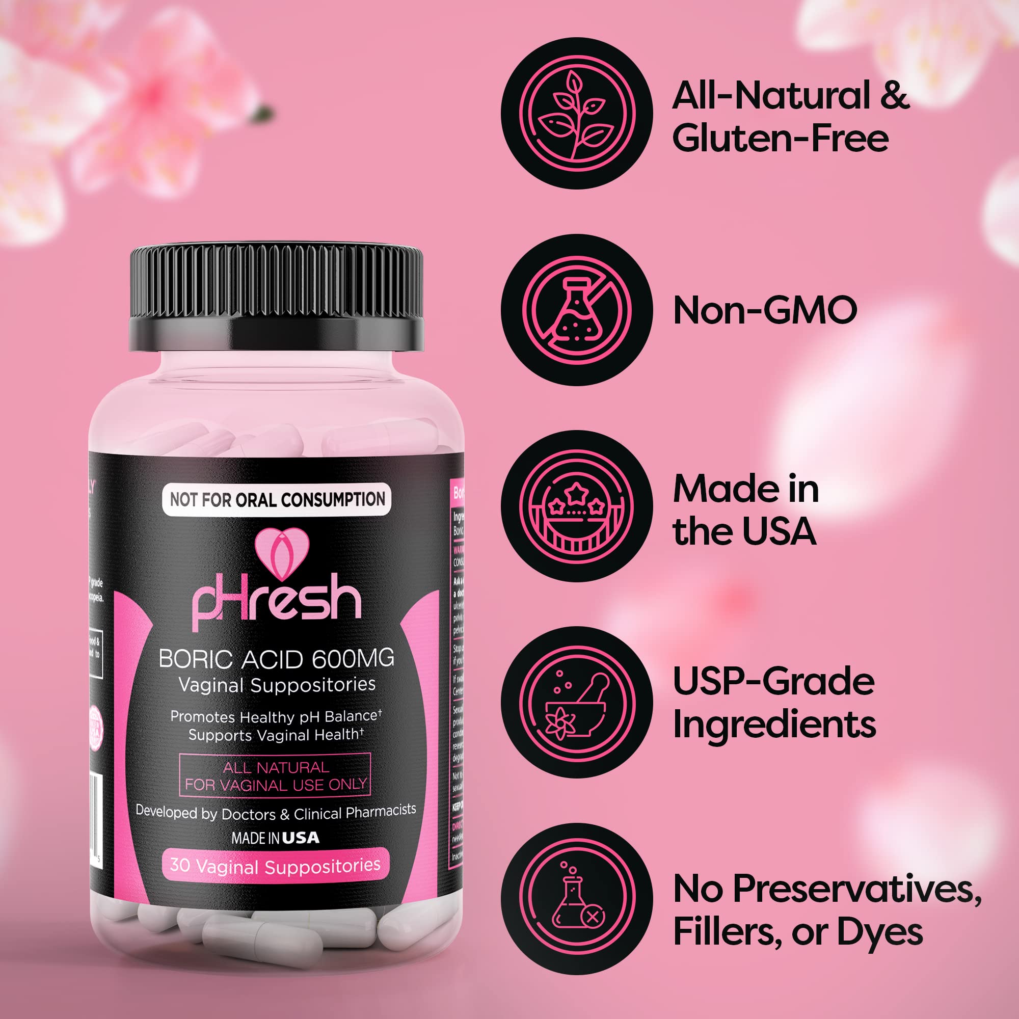pHresh Boric Acid Suppositories and DIM Supplement ACE NUTRITION Au supplements