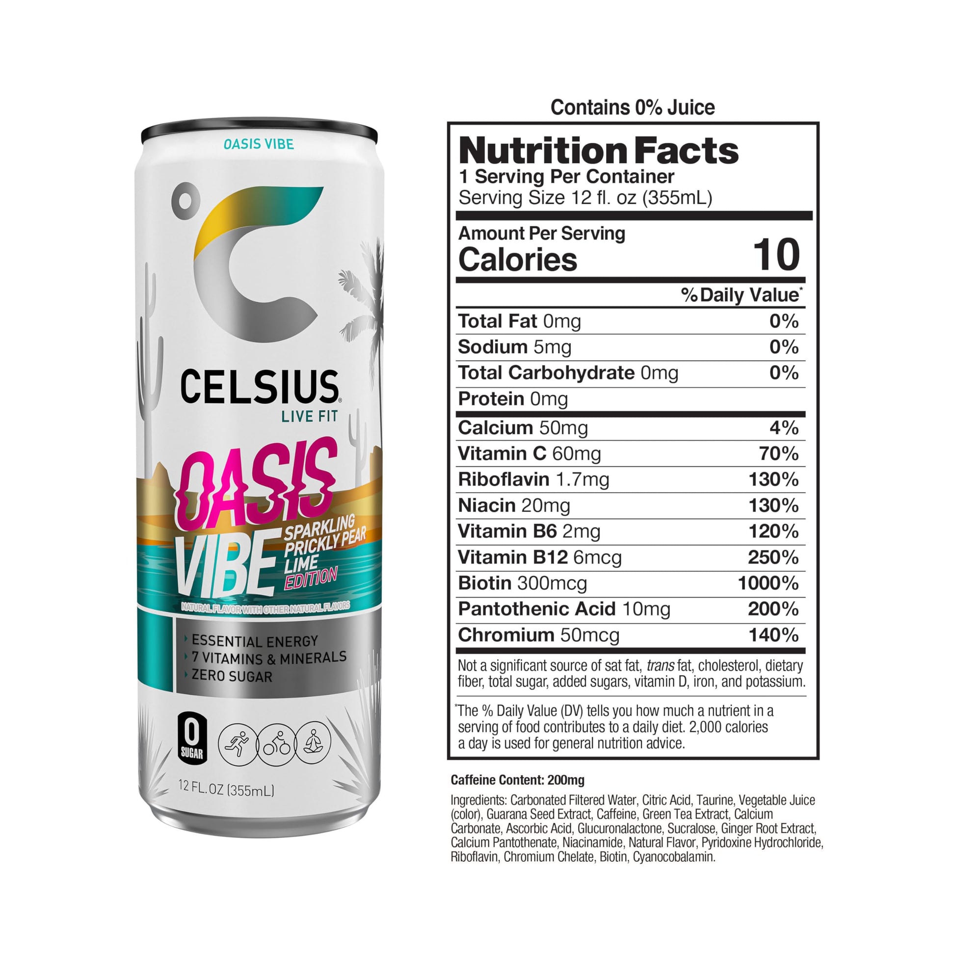 CELSIUS Sparkling Oasis Vibe, Functional Essential Energy Drink, 12 Fl Oz (Pack of 12) CELSIUS Au supplements