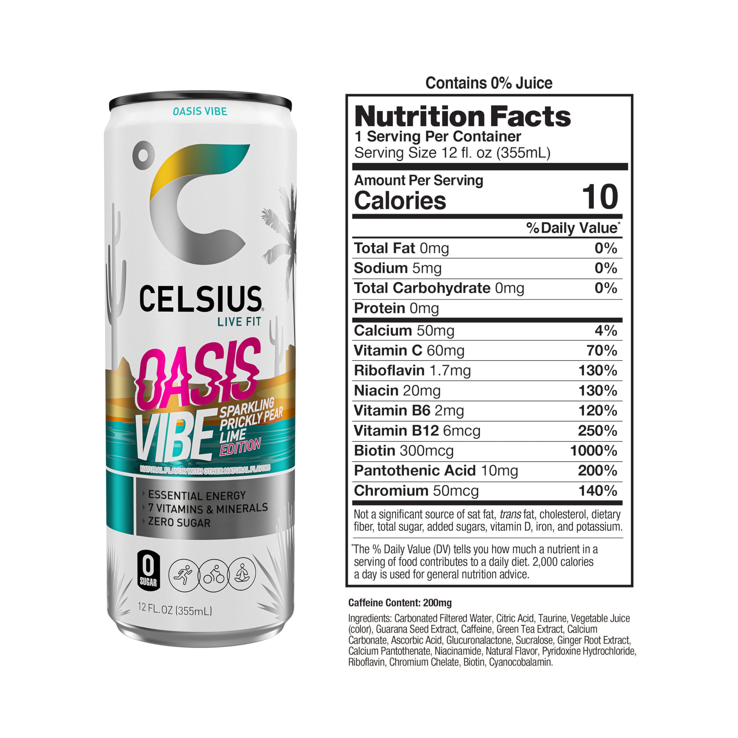 CELSIUS Sparkling Oasis Vibe, Functional Essential Energy Drink, 12 Fl Oz (Pack of 12) CELSIUS Au supplements