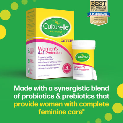 Culturelle 4-in-1 Probiotics for Women, Daily Probiotic & Prebiotic Supplement to Support Vaginal Health, Digestive Health, Immune Health CulturelleUS supplements