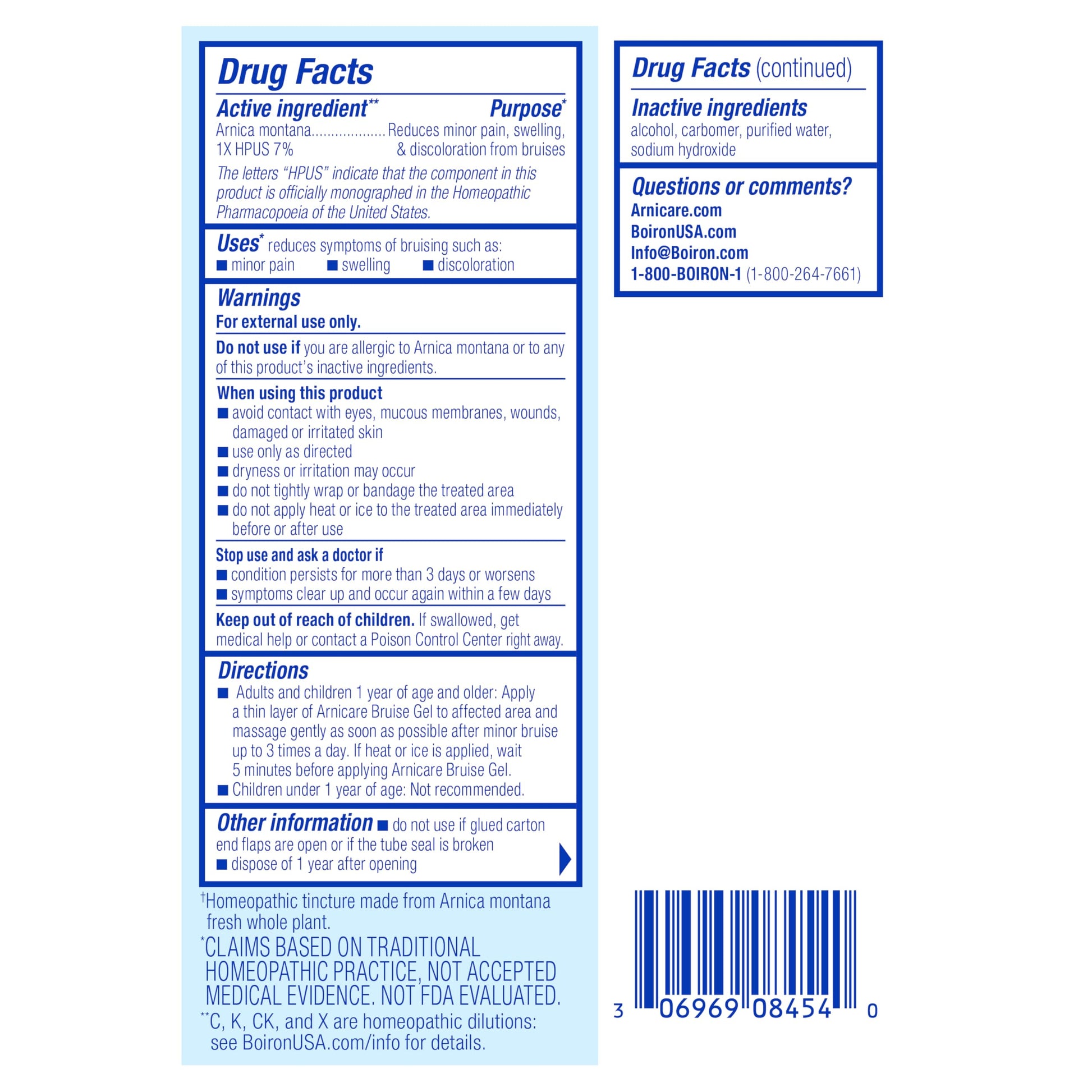 Boiron Arnicare Bruise Gel for Relief of Pain, Inflammation or Swelling, Soreness, and Discoloration - Non-greasy and Fragrance-Free - 1.5 oz Boiron Au supplements