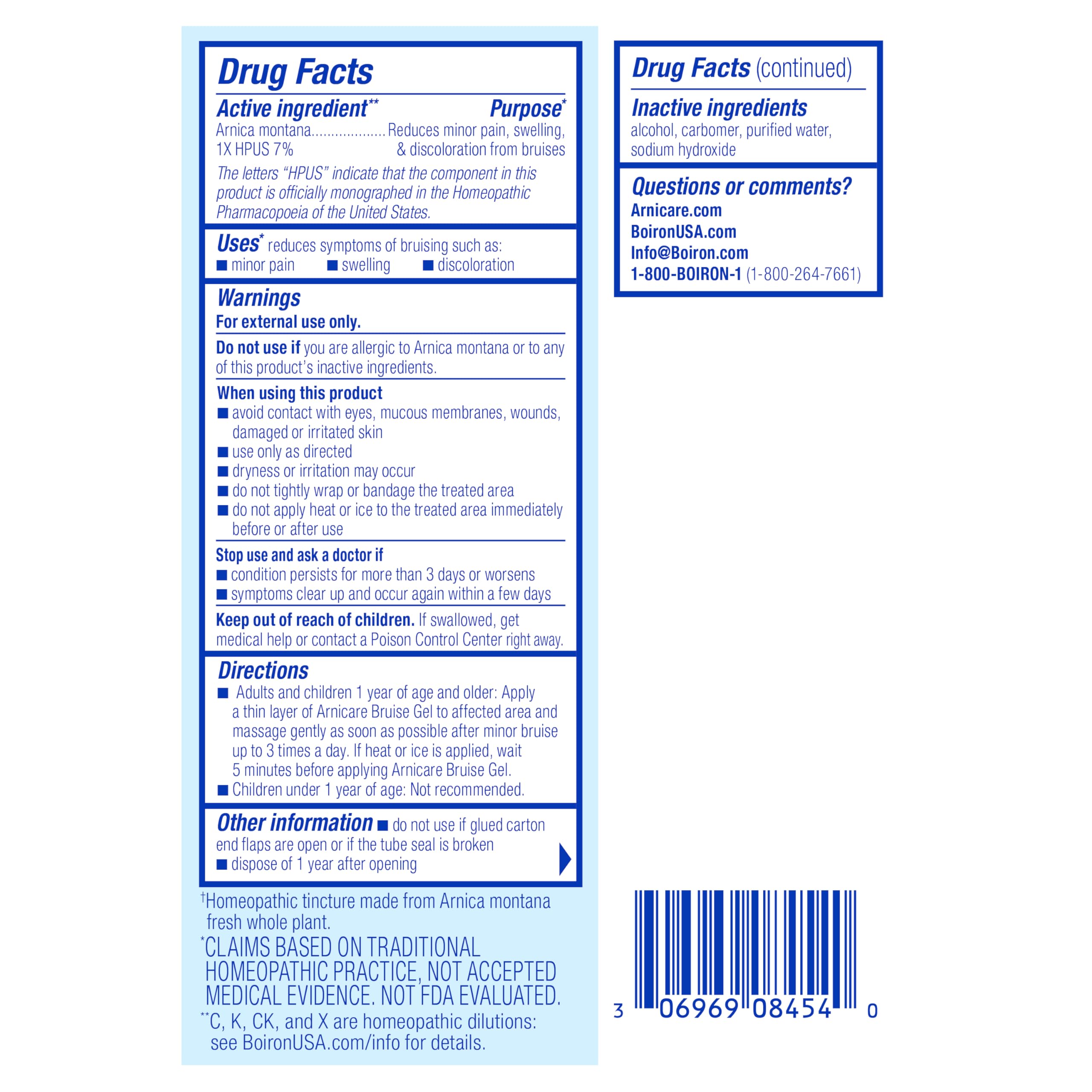 Boiron Arnicare Bruise Gel for Relief of Pain, Inflammation or Swelling, Soreness, and Discoloration - Non-greasy and Fragrance-Free - 1.5 oz Boiron Au supplements