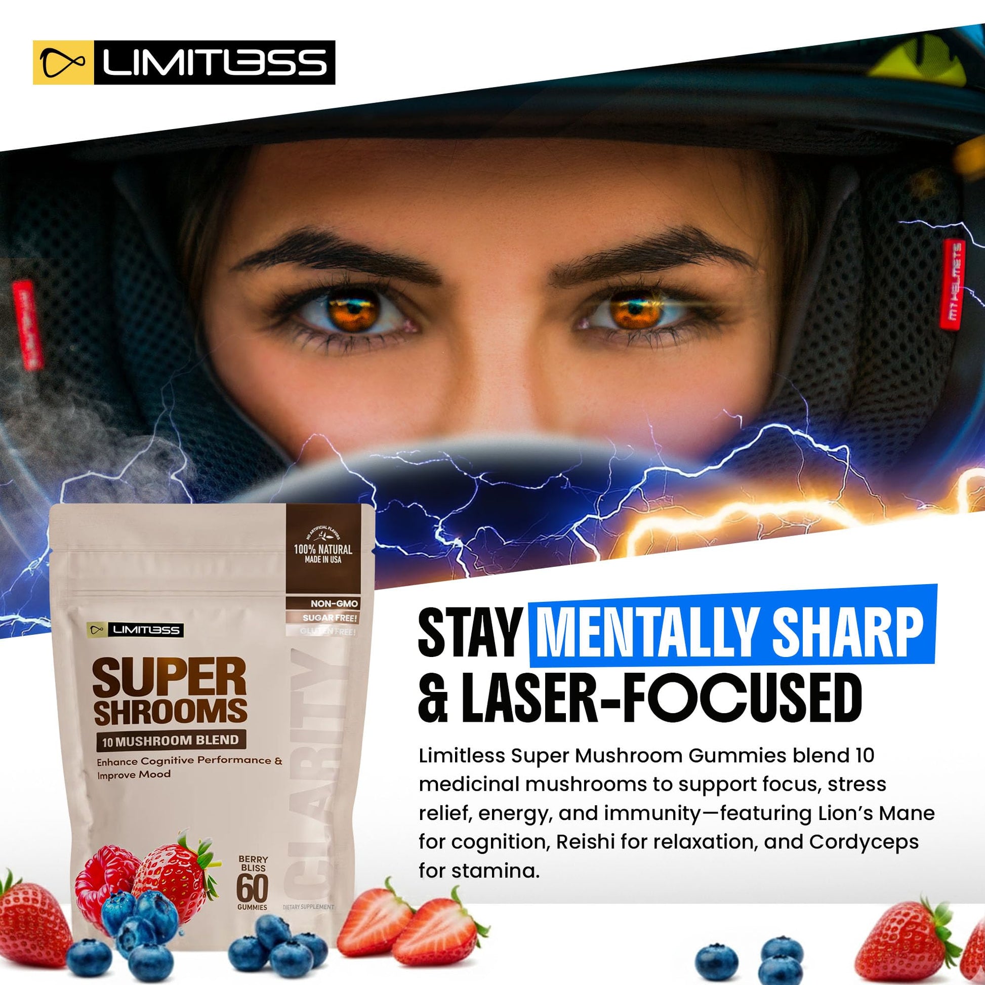 Limitless Supershrooms Smart Focus Gummies - 30 Day Supply LIMITLESS X Au supplements