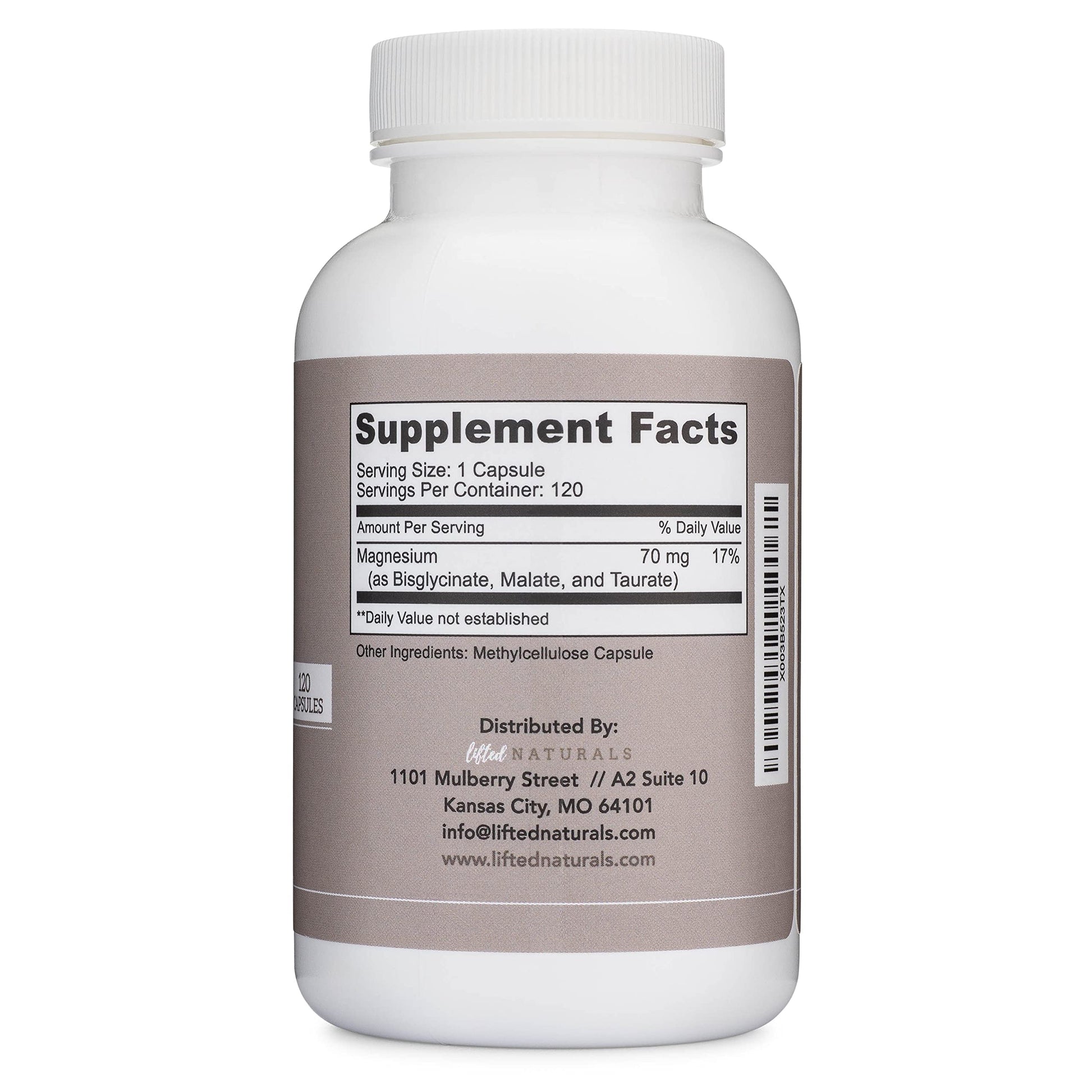 Magnesium Complex - Lifted Naturals Magnesium Supplement w/Bisglycinate, Malate, Taurate - 120 Capsules - Bioavailable Magnesium Formula for Mood, Sleep, Energy Support* Lifted Naturals Au supplements