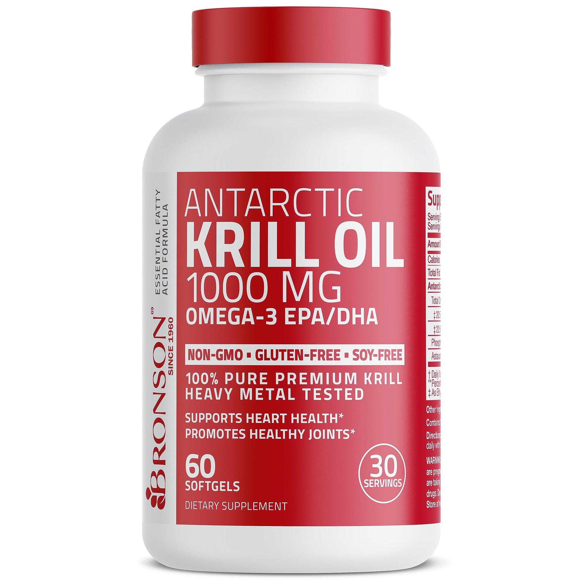 Bronson Antarctic Krill Oil 1000 mg with Omega-3s EPA, DHA, Astaxanthin Bronson Au supplements