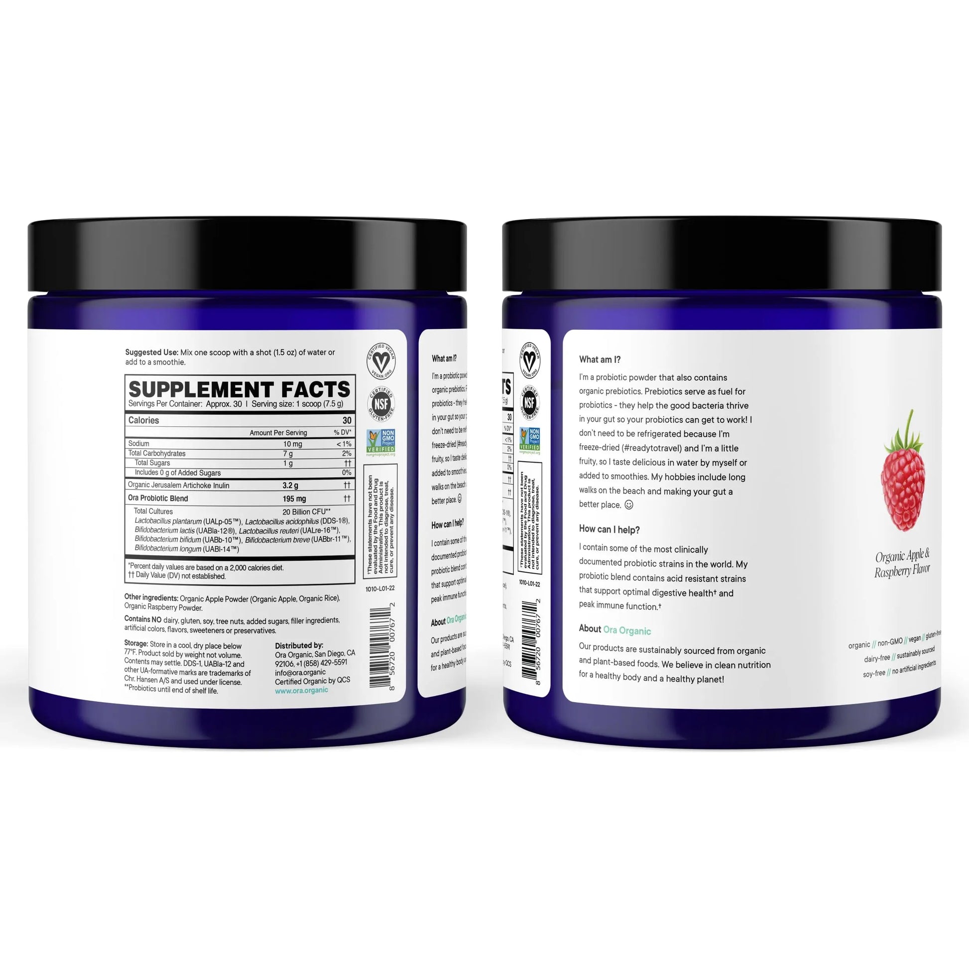 Ora Organic Prebiotic and Probiotic Powder Supplement - 20 Billion Probiotics, 7 Strains for Best Prebiotic Powder, Non-GMO, Probiotics for Women, Men & Kids - Apple Raspberry Flavor, 30 Servings… Ora Organic Au supplements