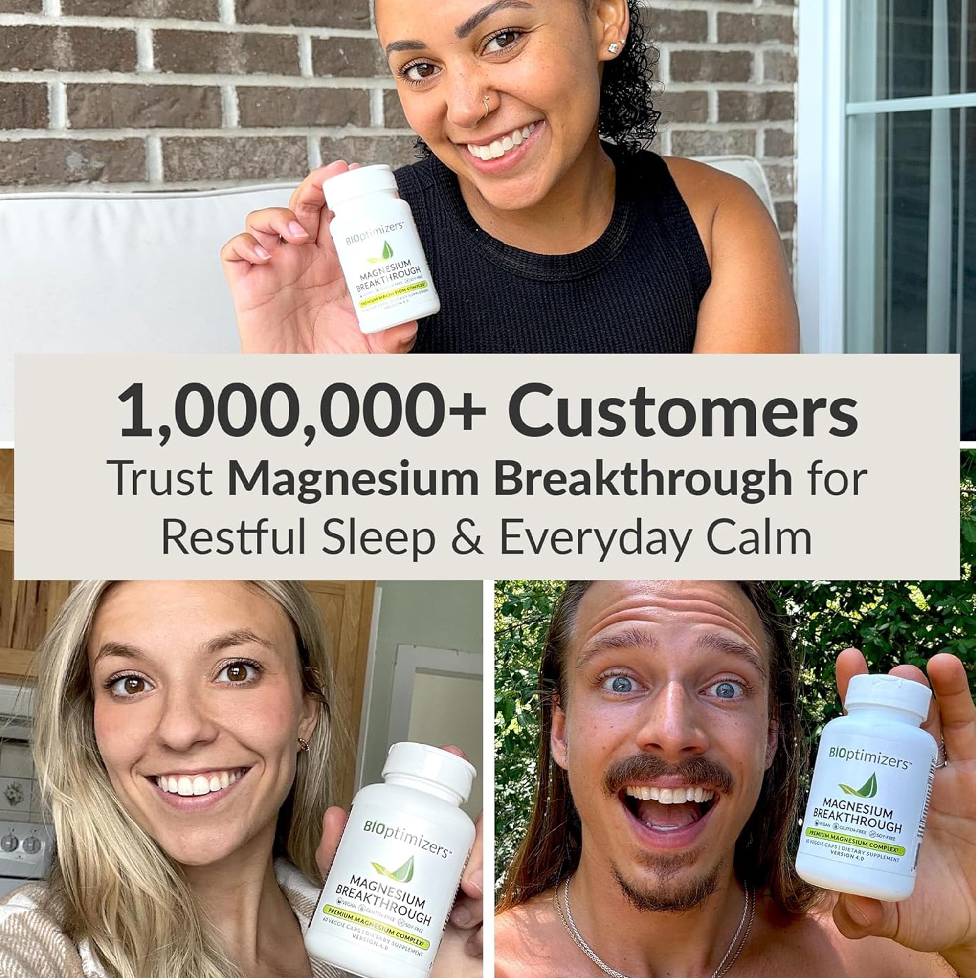 BIOptimizers Magnesium Breakthrough Supplement with 500mg - 7 Forms of Magnesium: Glycinate, Malate, Citrate, and More - Natural Support for Sleep and Cognitive Function -60 Capsules- Calming Vitamins BIOptimizers Au supplements